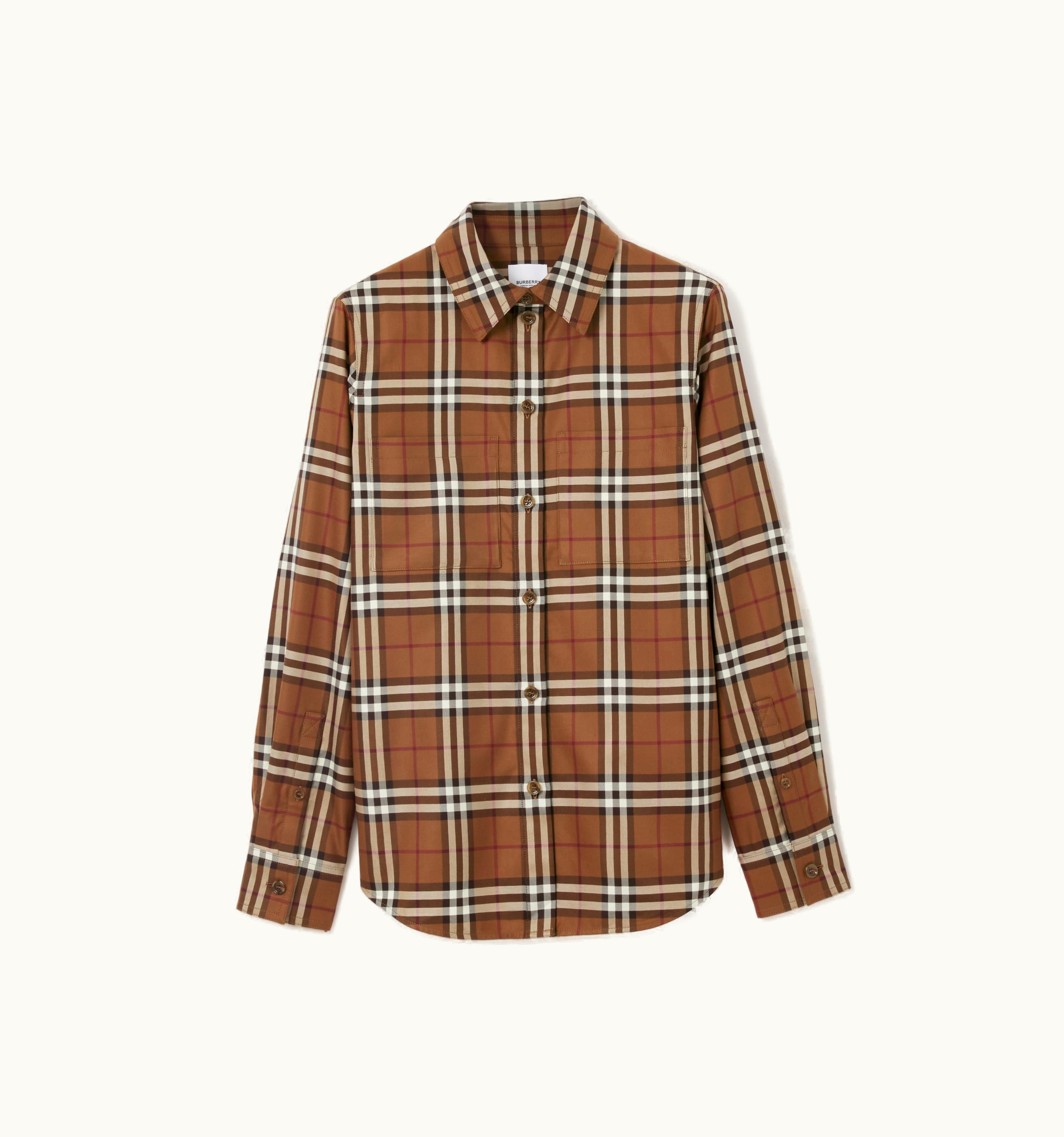 Burberry Burberry Check Cotton Shirt In Dark Birch Brown - Women
