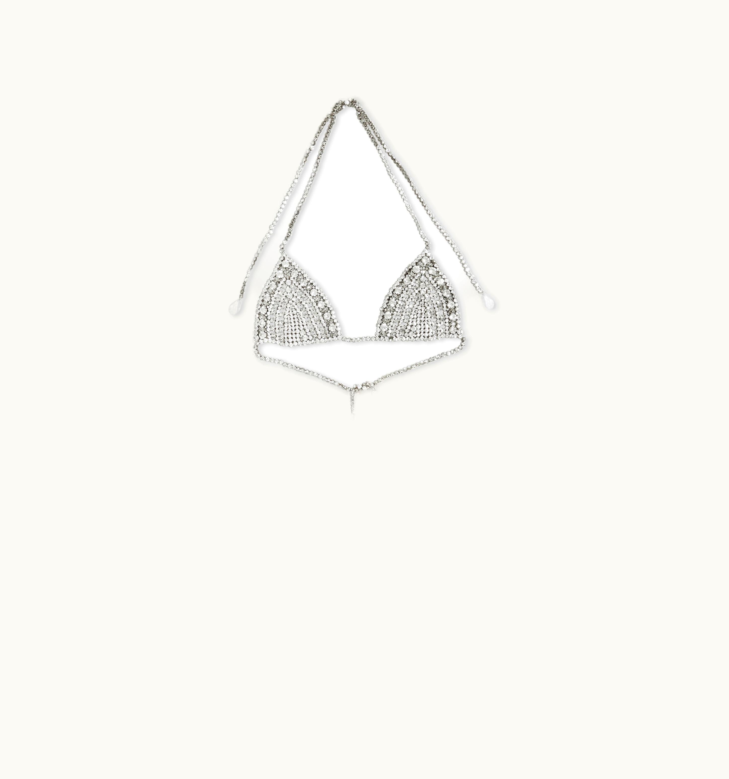 Burberry Burberry Crystal Bikini Top In Silver - Women