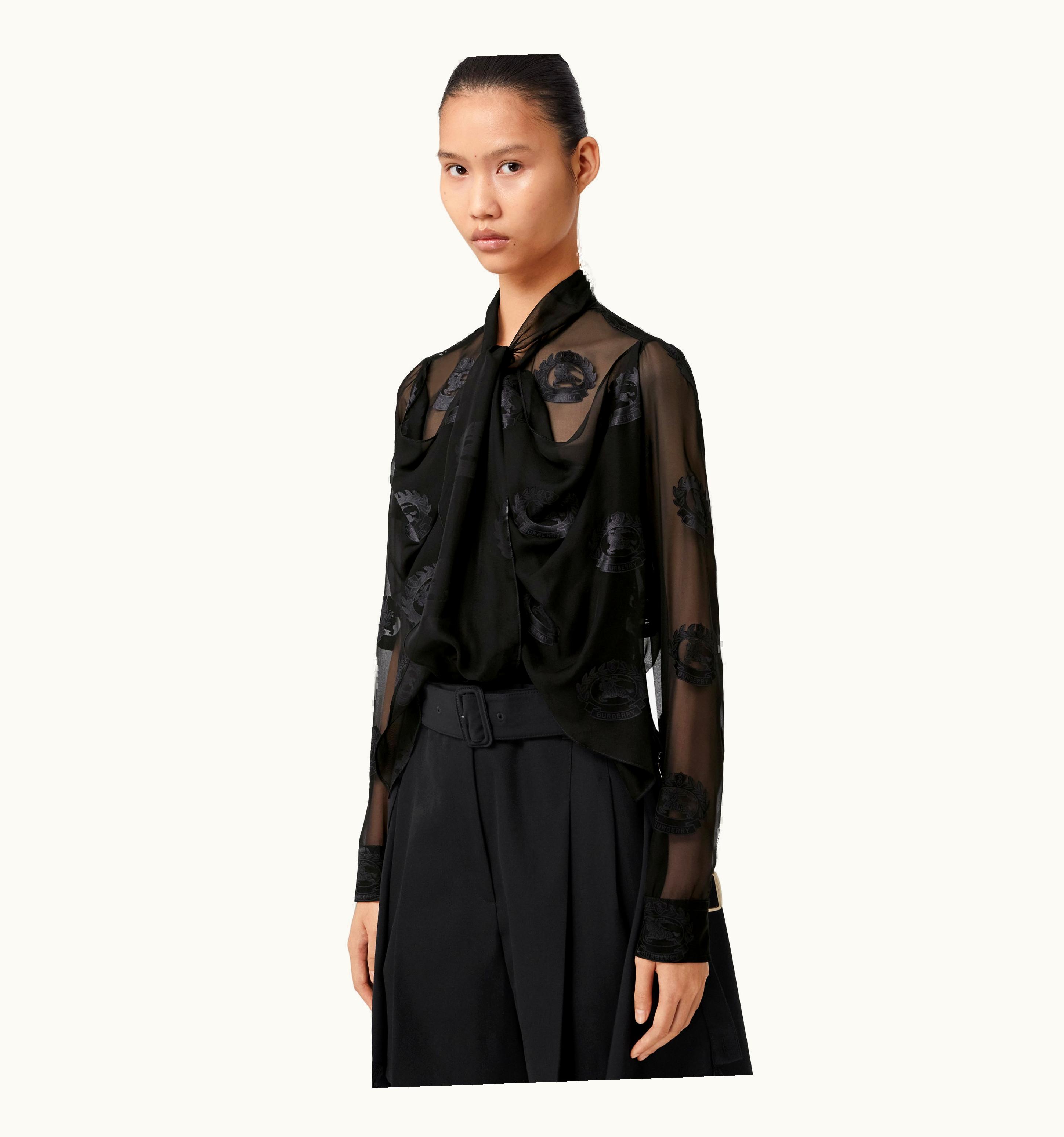 Burberry Burberry Ekd Silk Chiffon Blouse In Black - Women