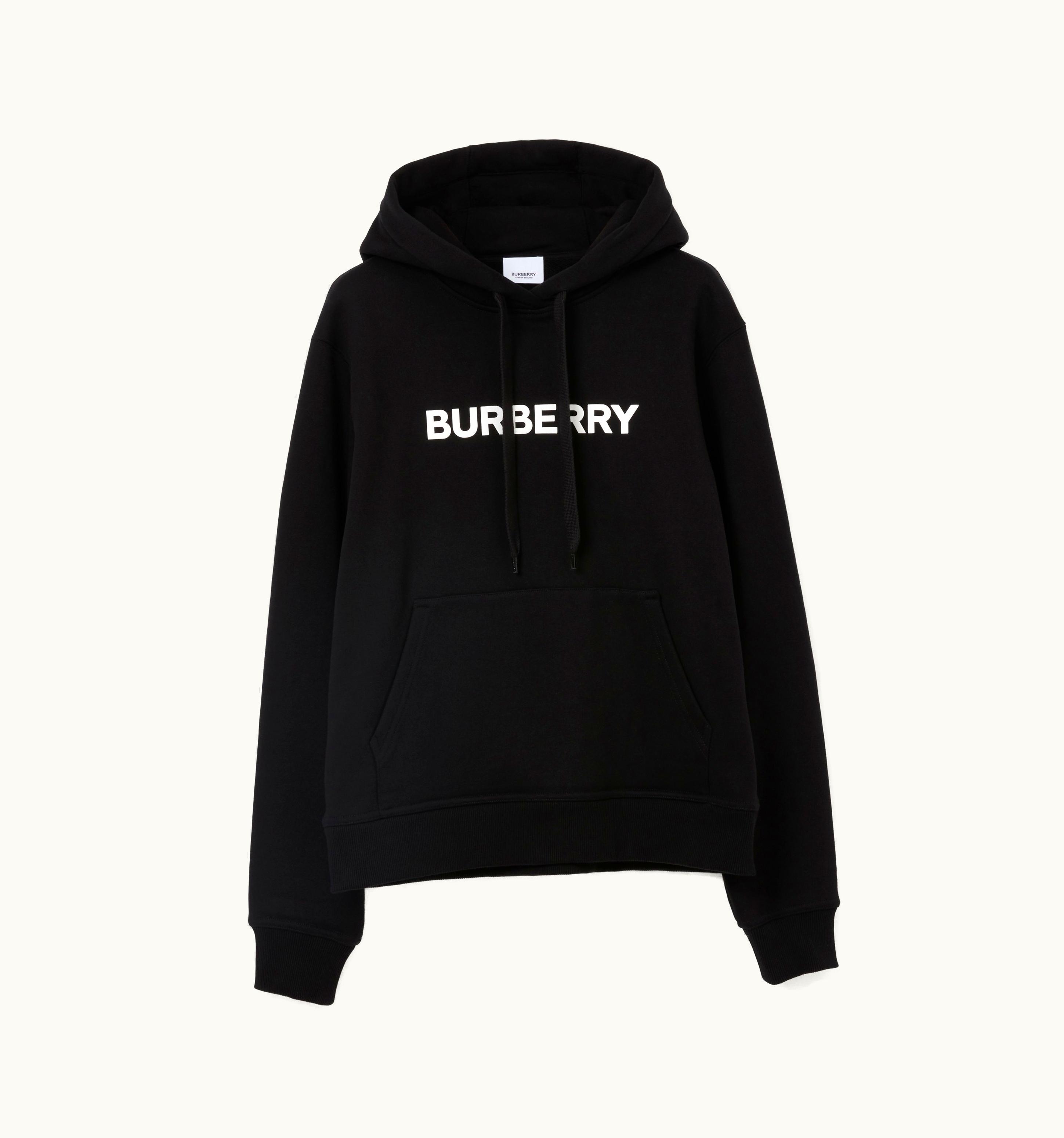 Burberry Burberry Logo Print Cotton Hoodie In Black - Women