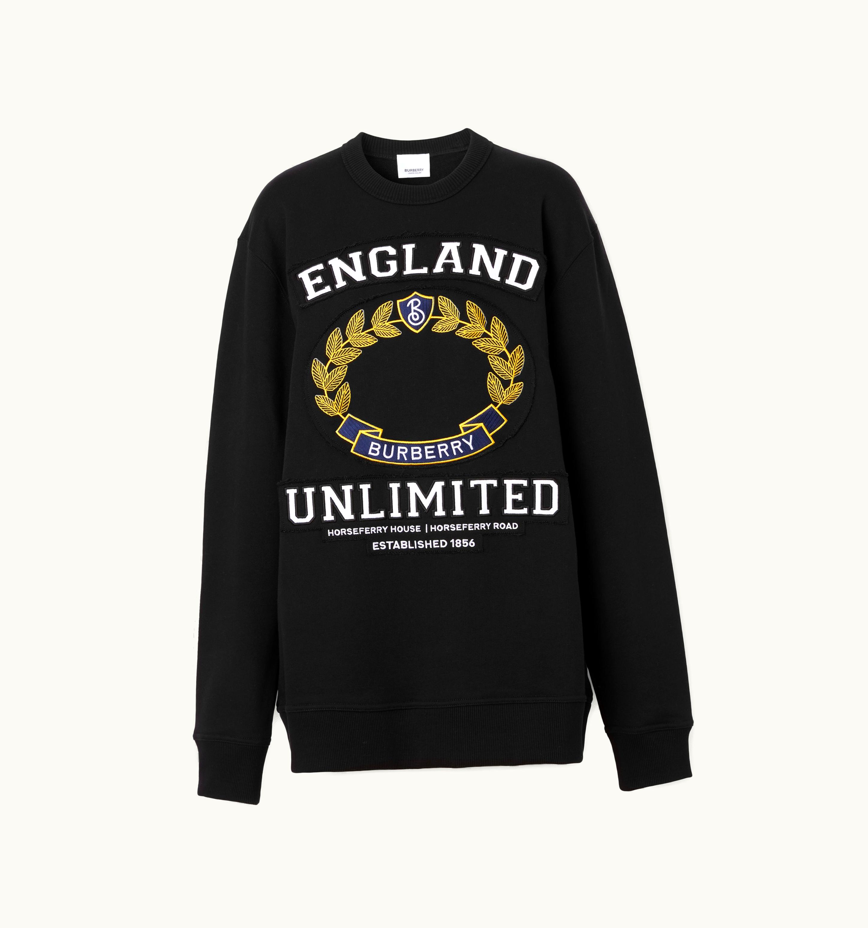 Burberry Burberry College Graphic Cotton Oversized Sweatshirt In Black - Women