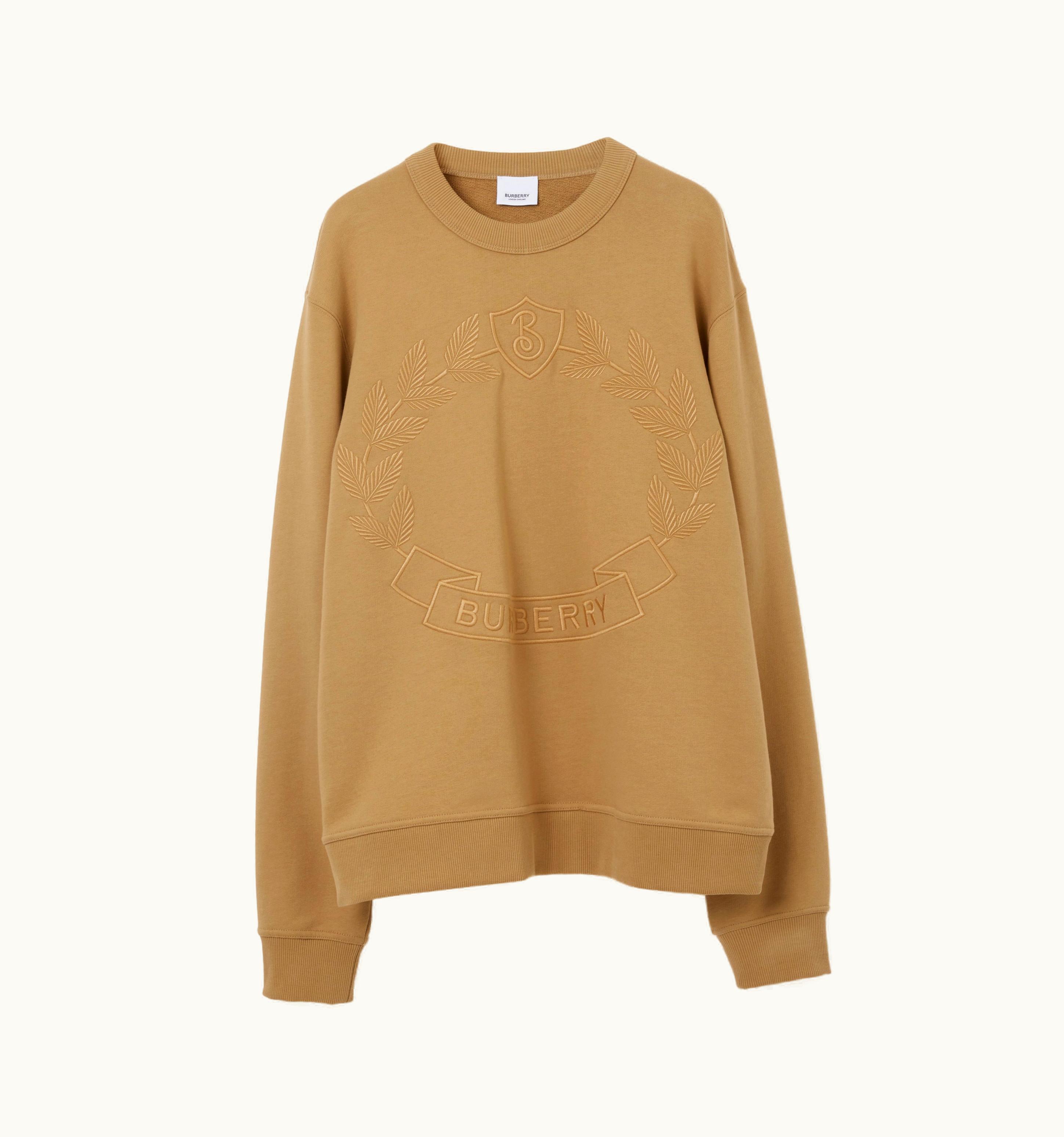 Burberry Burberry Embroidered Oak Leaf Crest Cotton Sweatshirt In Archive Beige - Women