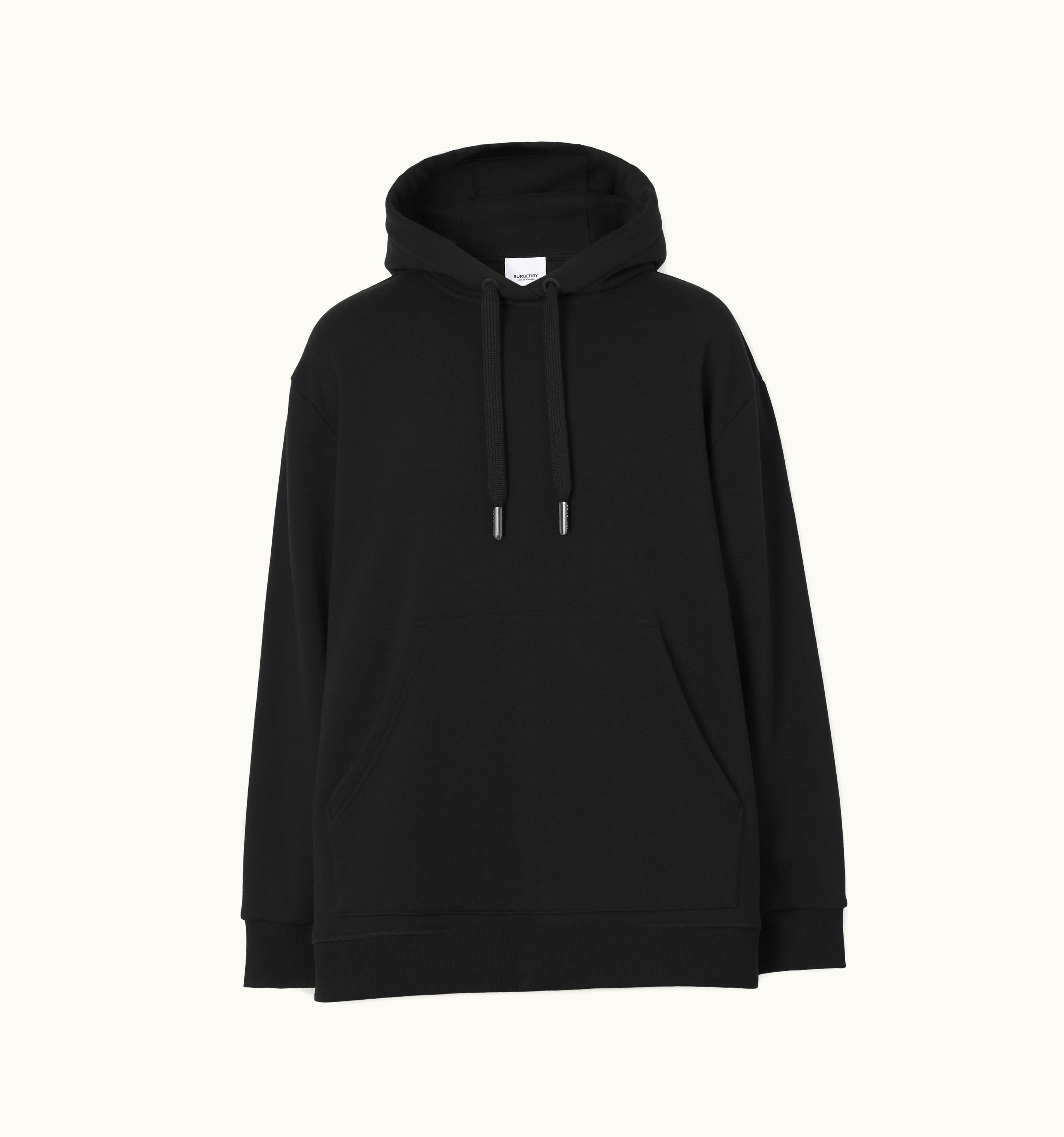 Burberry Burberry Check Panel Cotton Oversized Hoodie In Black - Women