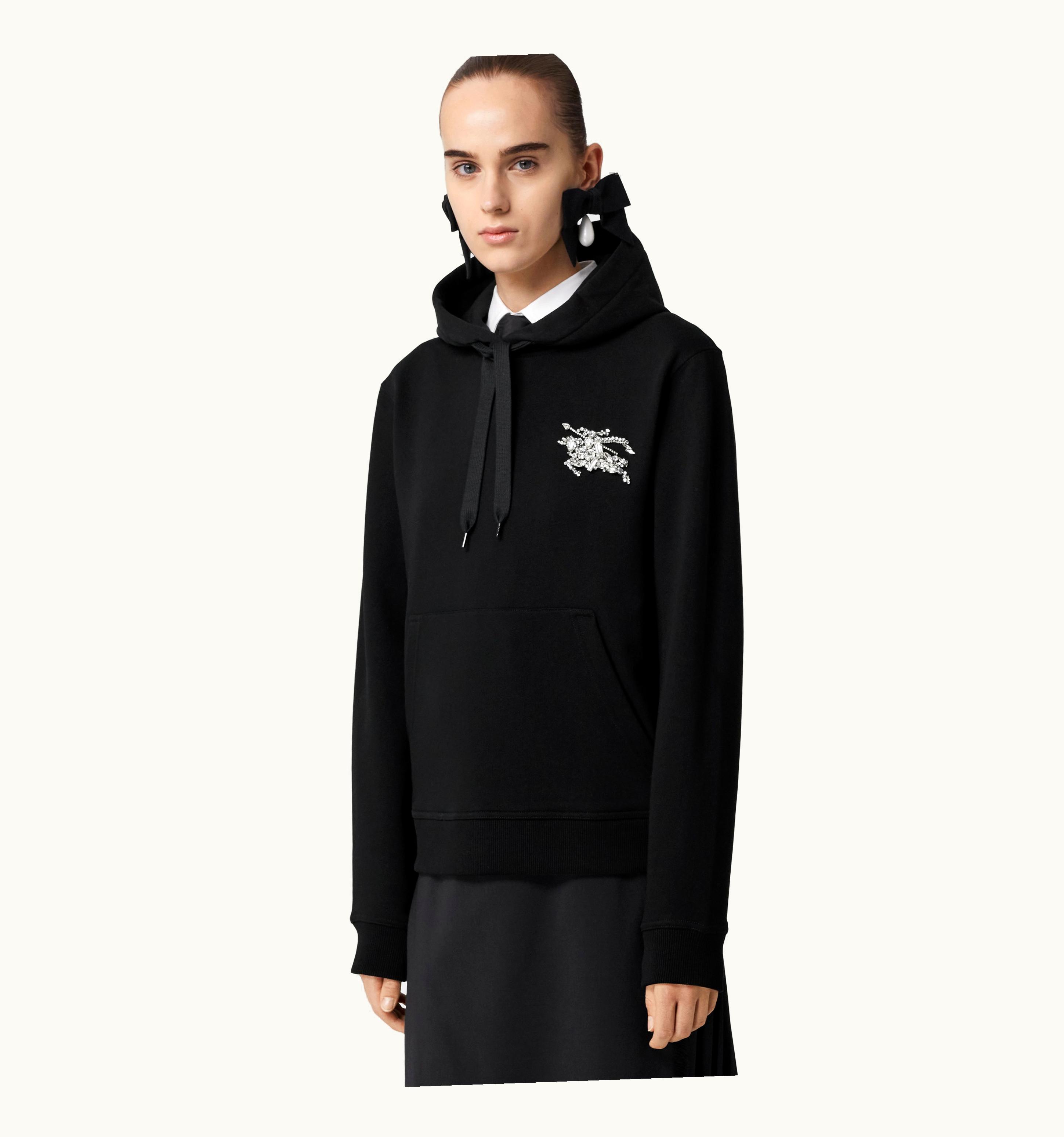 Burberry Burberry Crystal Ekd Cotton Hoodie In Black - Women
