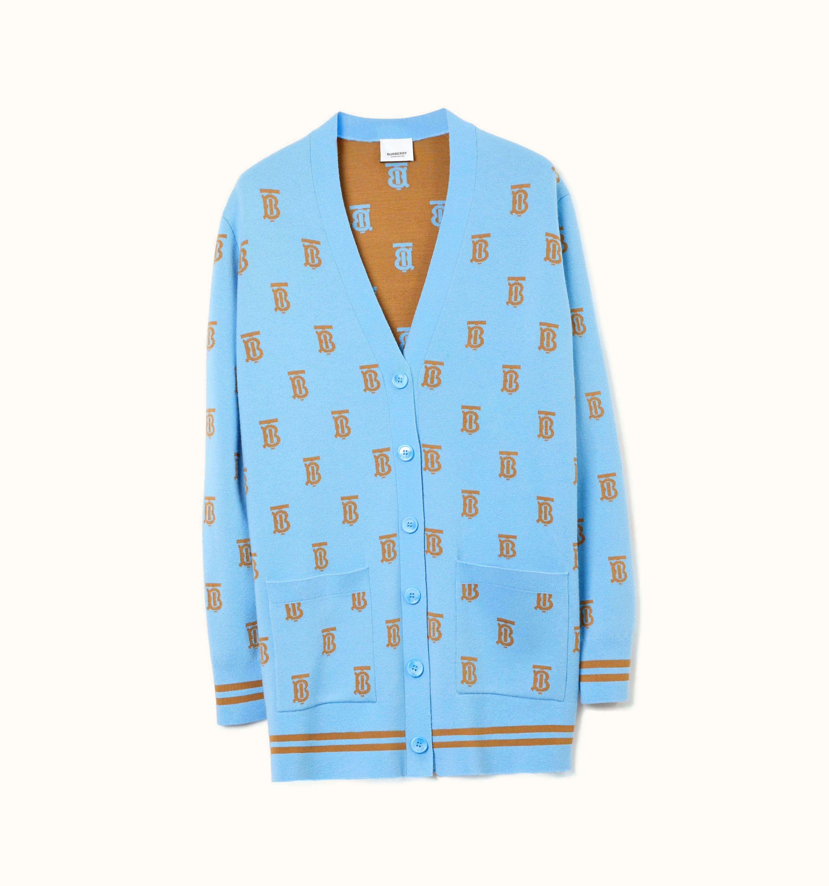 Burberry Burberry Monogram Wool Silk Blend Oversized Cardigan In Foxglove Blue - Women UZ0139941