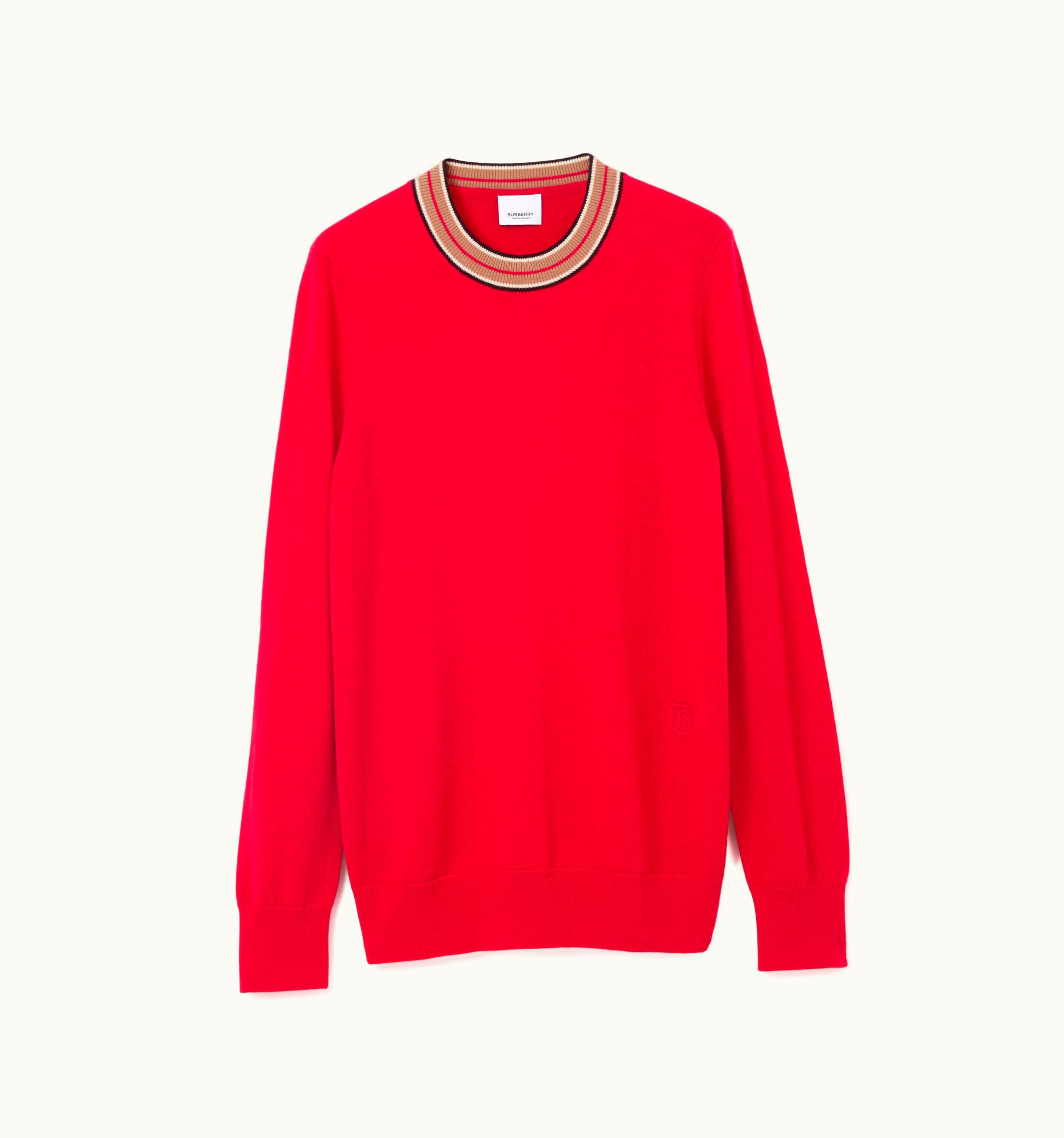 Burberry Burberry Stripe Detail Cashmere Sweater In Bright Red - Women