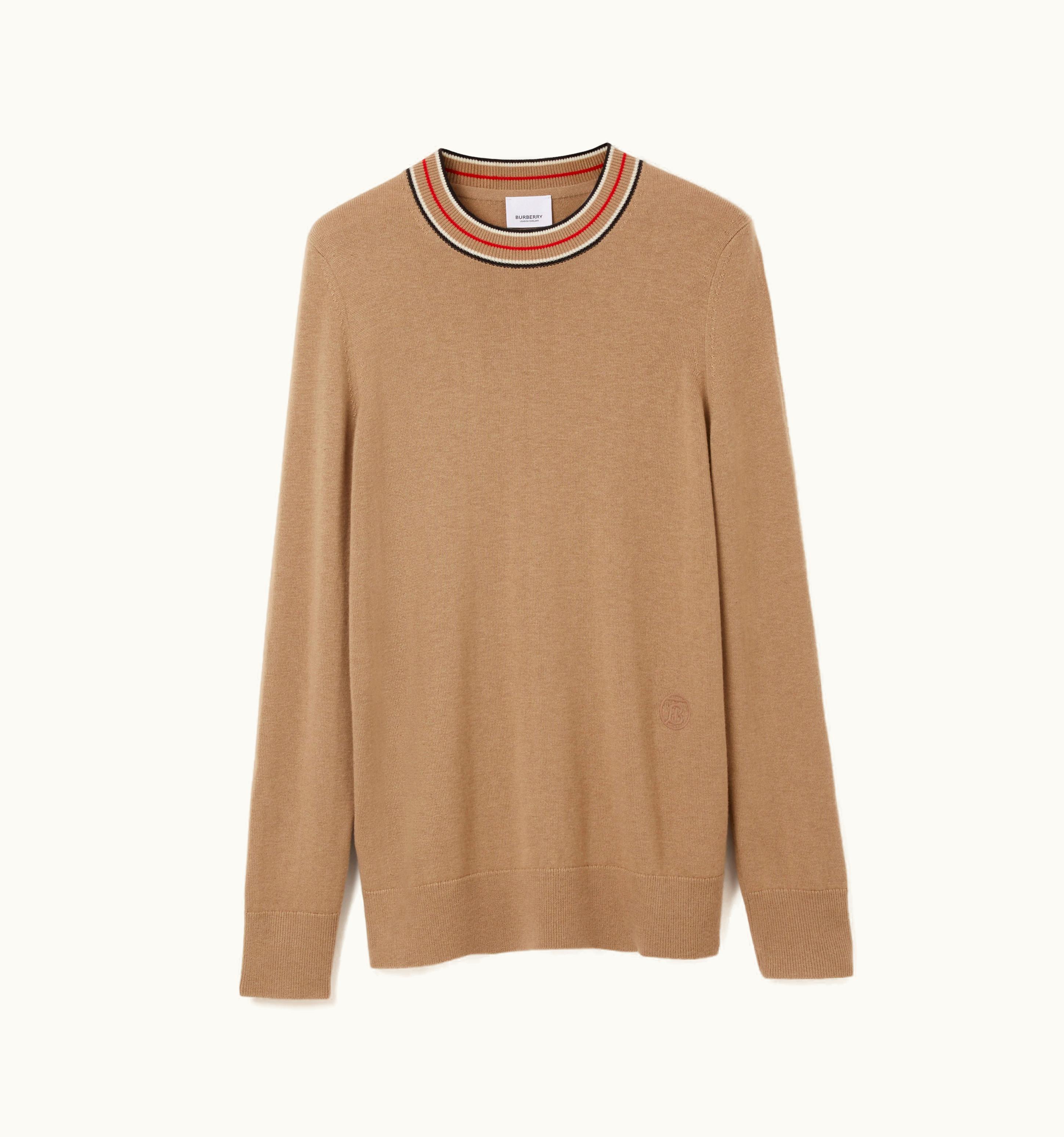 Burberry Burberry Stripe Detail Cashmere Sweater In Camel - Women