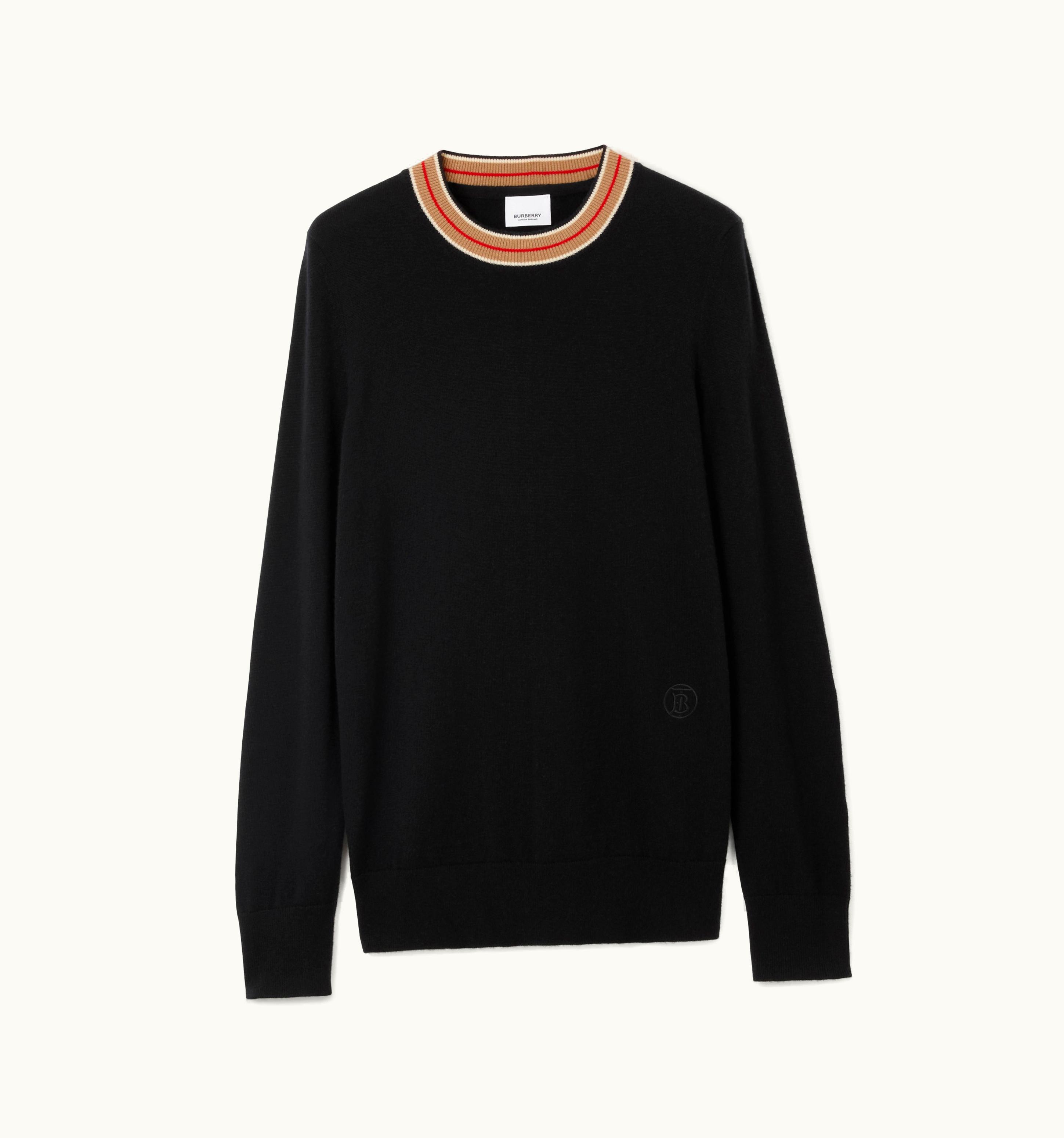 Burberry Burberry Stripe Detail Cashmere Sweater In Black - Women