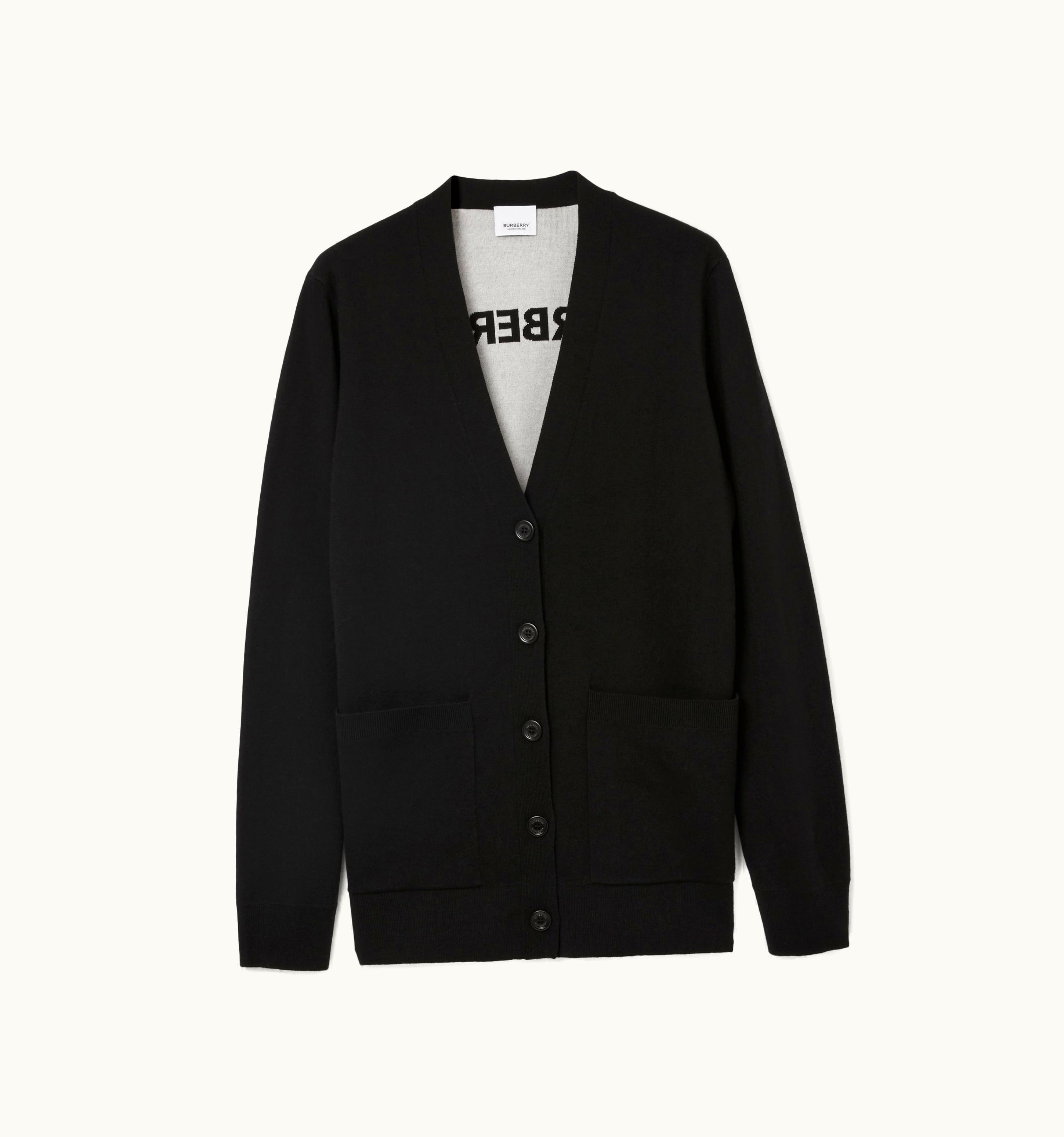 Burberry Burberry Horseferry Square Wool Blend Jacquard Cardigan In Black - Women