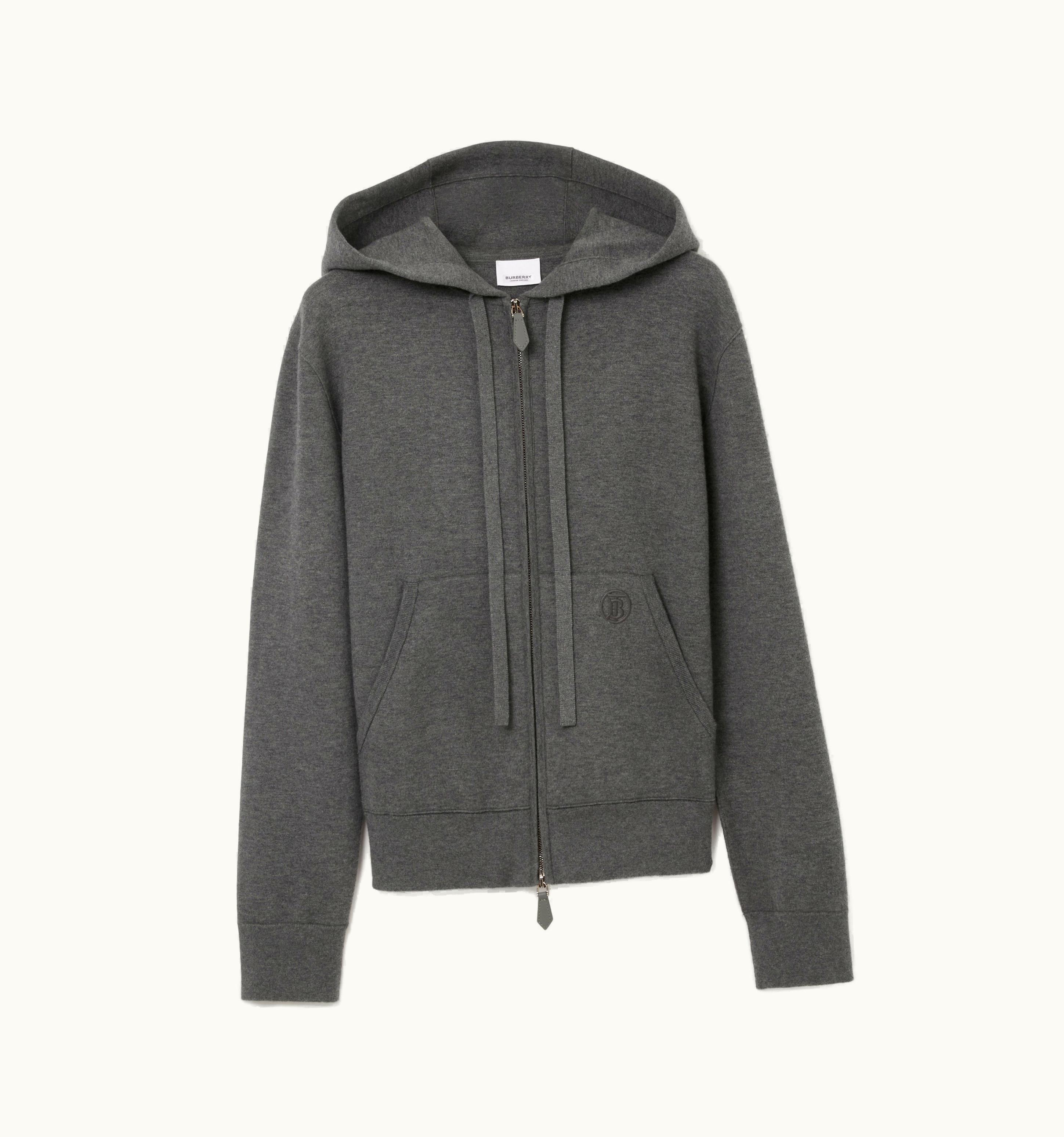 Burberry Burberry Monogram Motif Cashmere Cotton Blend Zip Hoodie In Storm Grey Melange - Women UZ0139964