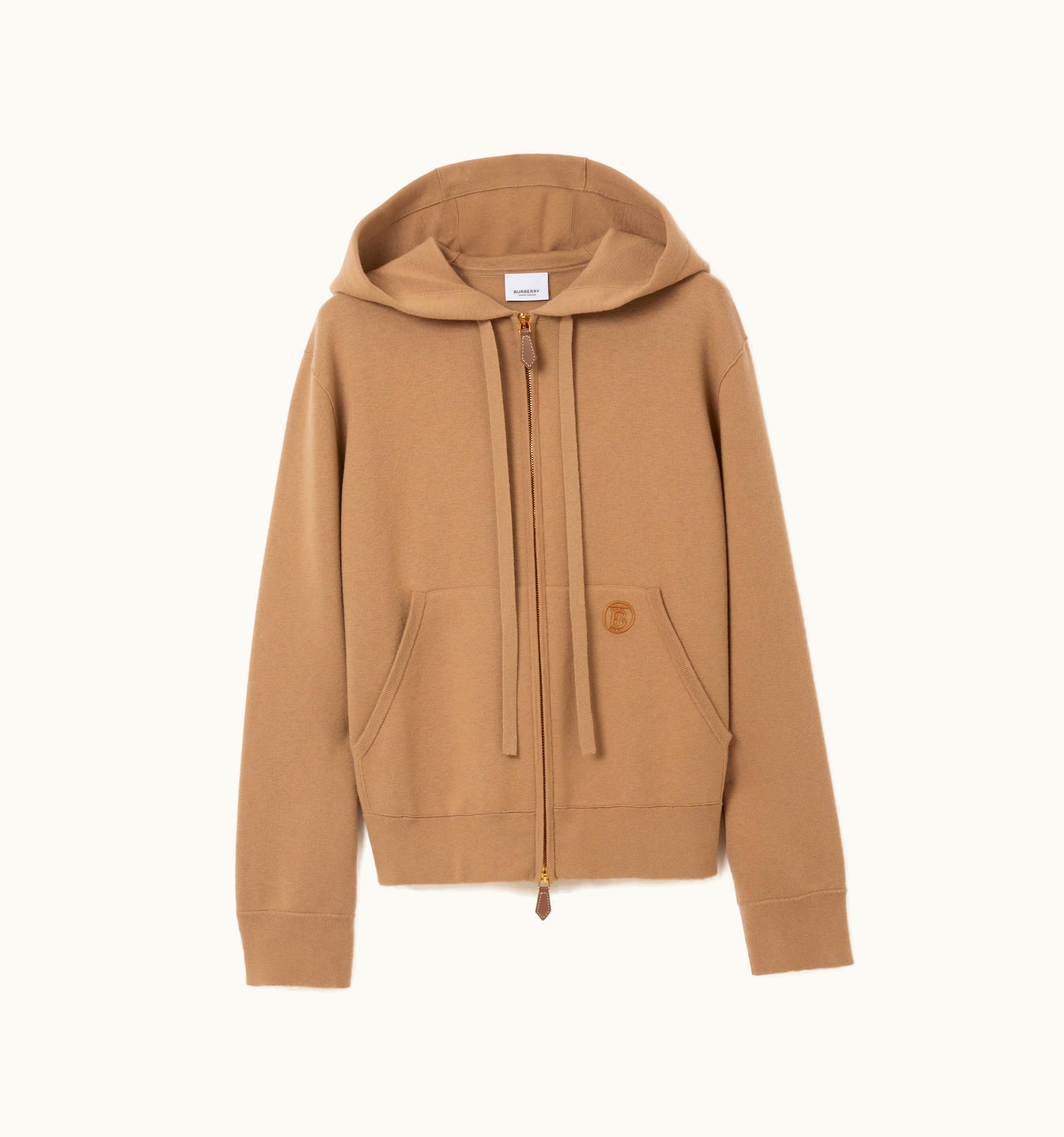 Burberry Burberry Monogram Motif Cashmere Cotton Blend Zip Hoodie In Camel - Women UZ0139966