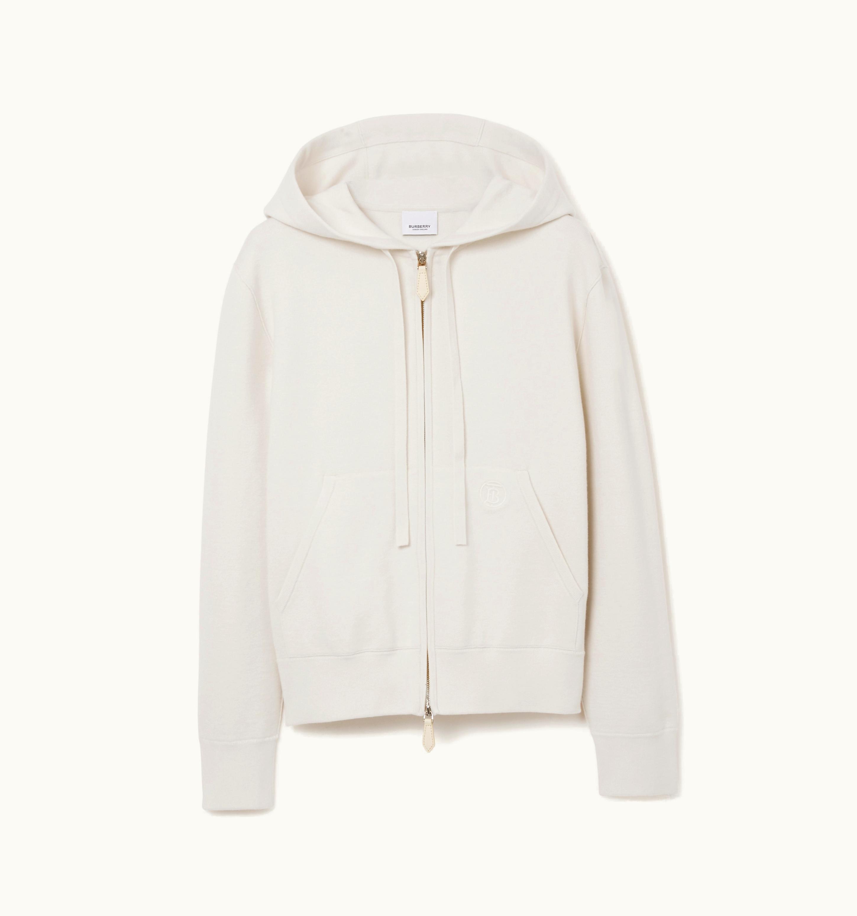 Burberry Burberry Monogram Motif Cashmere Cotton Blend Zip Hoodie In Natural White - Women UZ0139968