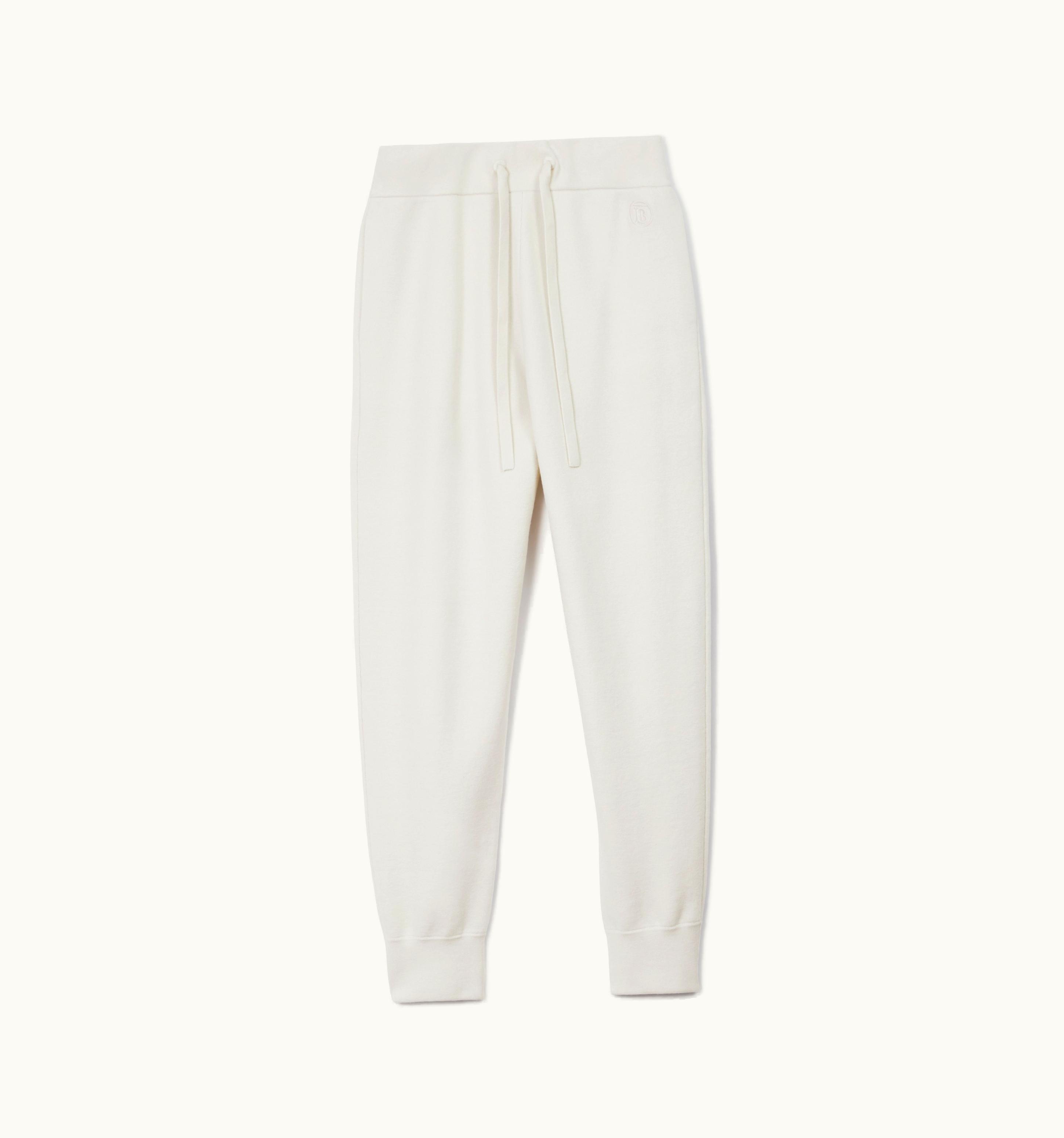 Burberry Burberry Monogram Motif Cashmere Cotton Blend Jogging Pants In Natural White - Women