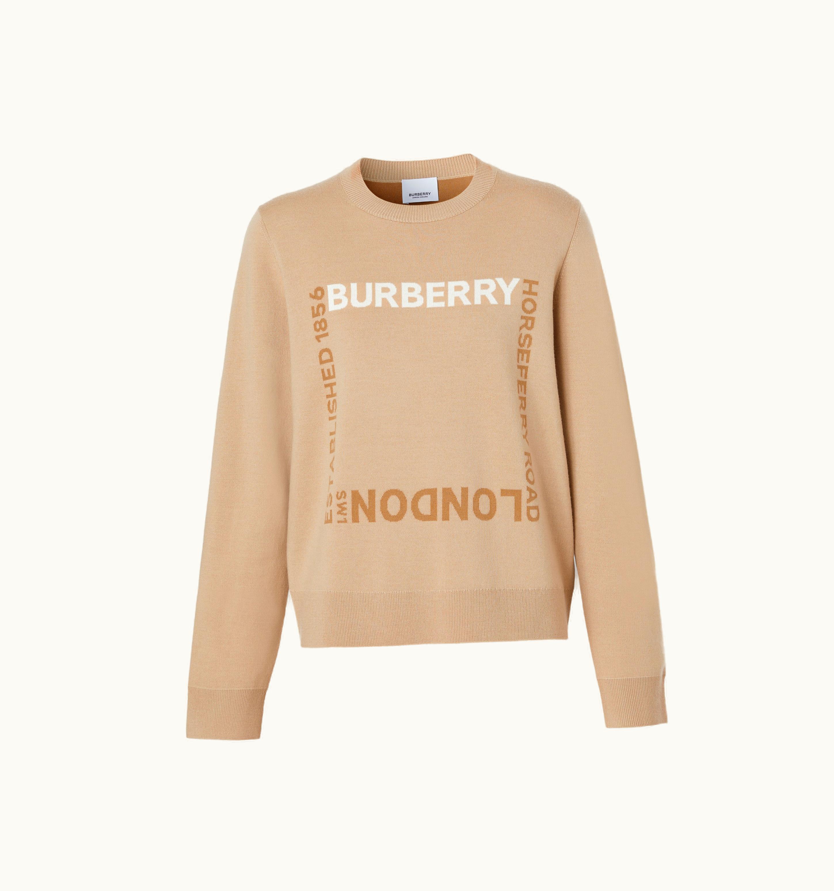 Burberry Burberry Horseferry Square Wool Blend Jacquard Sweater In Soft Fawn - Women