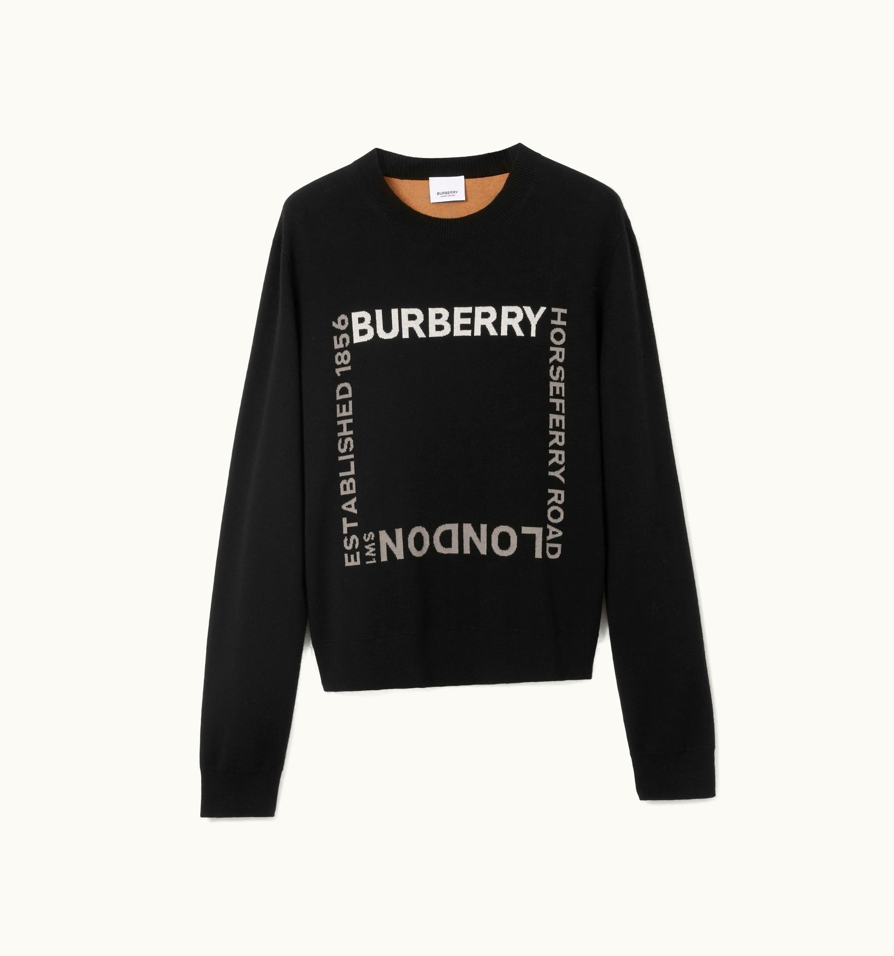 Burberry Burberry Horseferry Square Wool Blend Jacquard Sweater In Black - Women