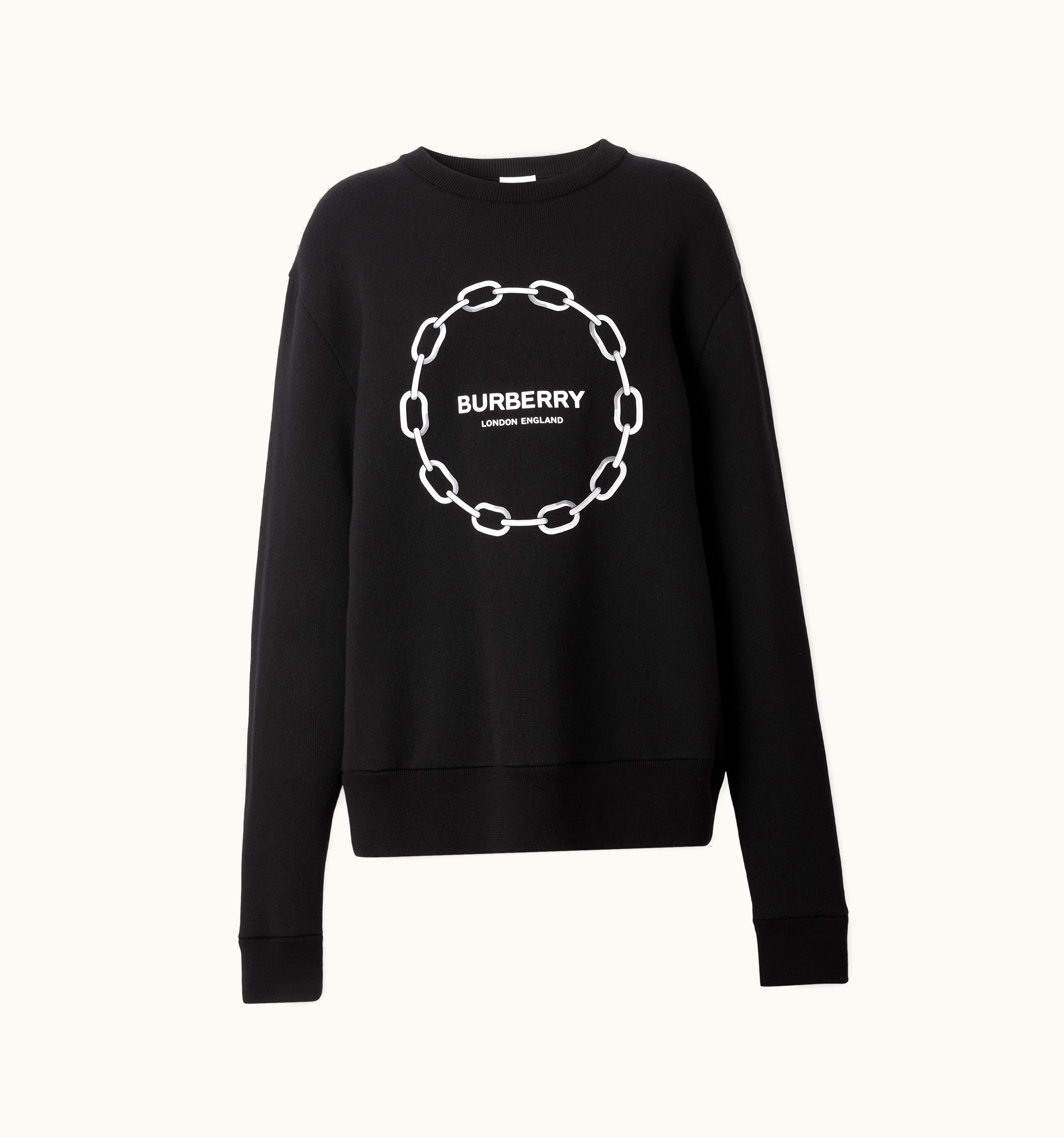 Burberry Burberry Chain Print Wool Cotton Sweater In Black - Women UZ0139982