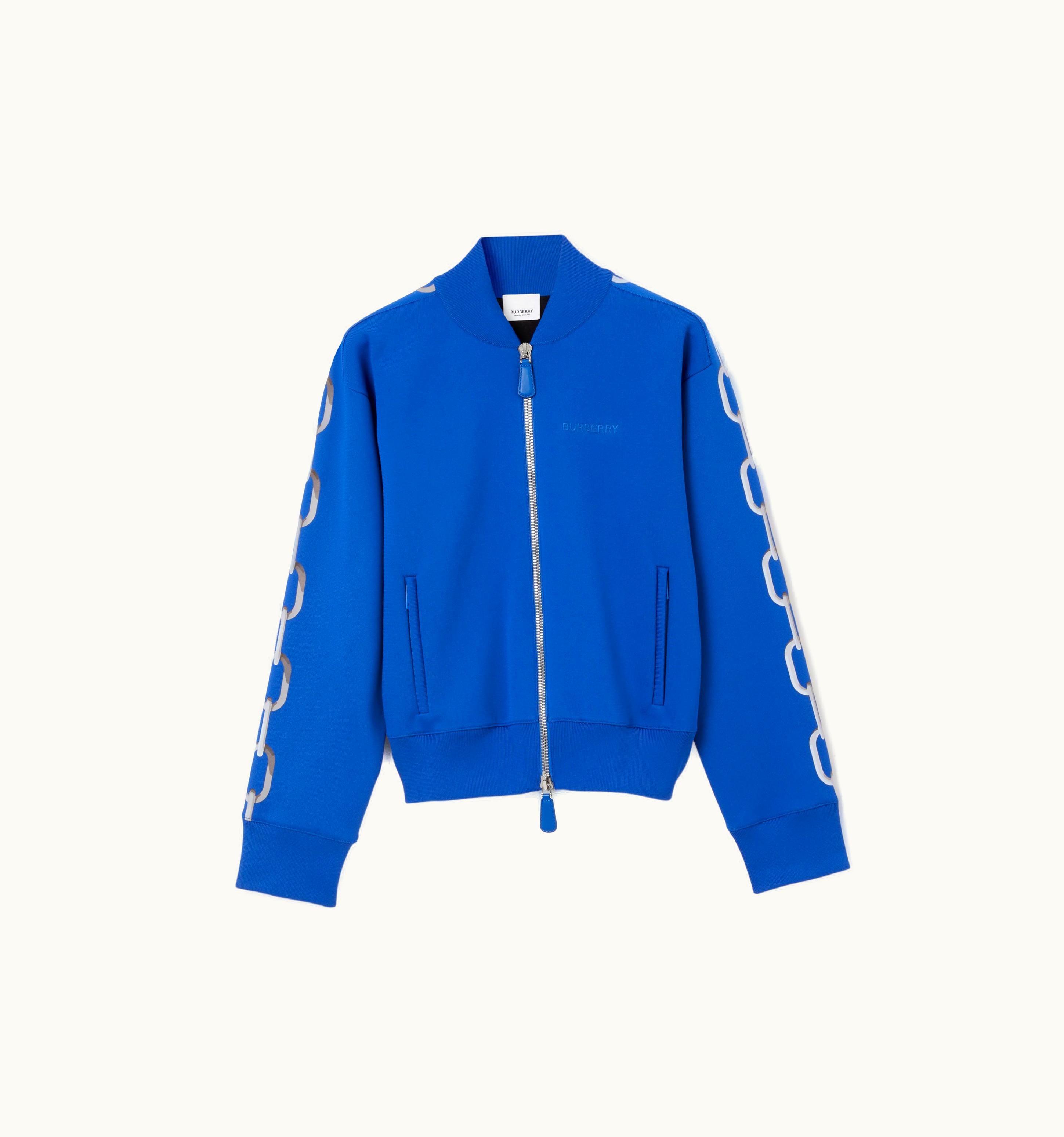 Burberry Burberry Chain Print Viscose Blend Bomber Jacket In True Cobalt - Women UZ0139983