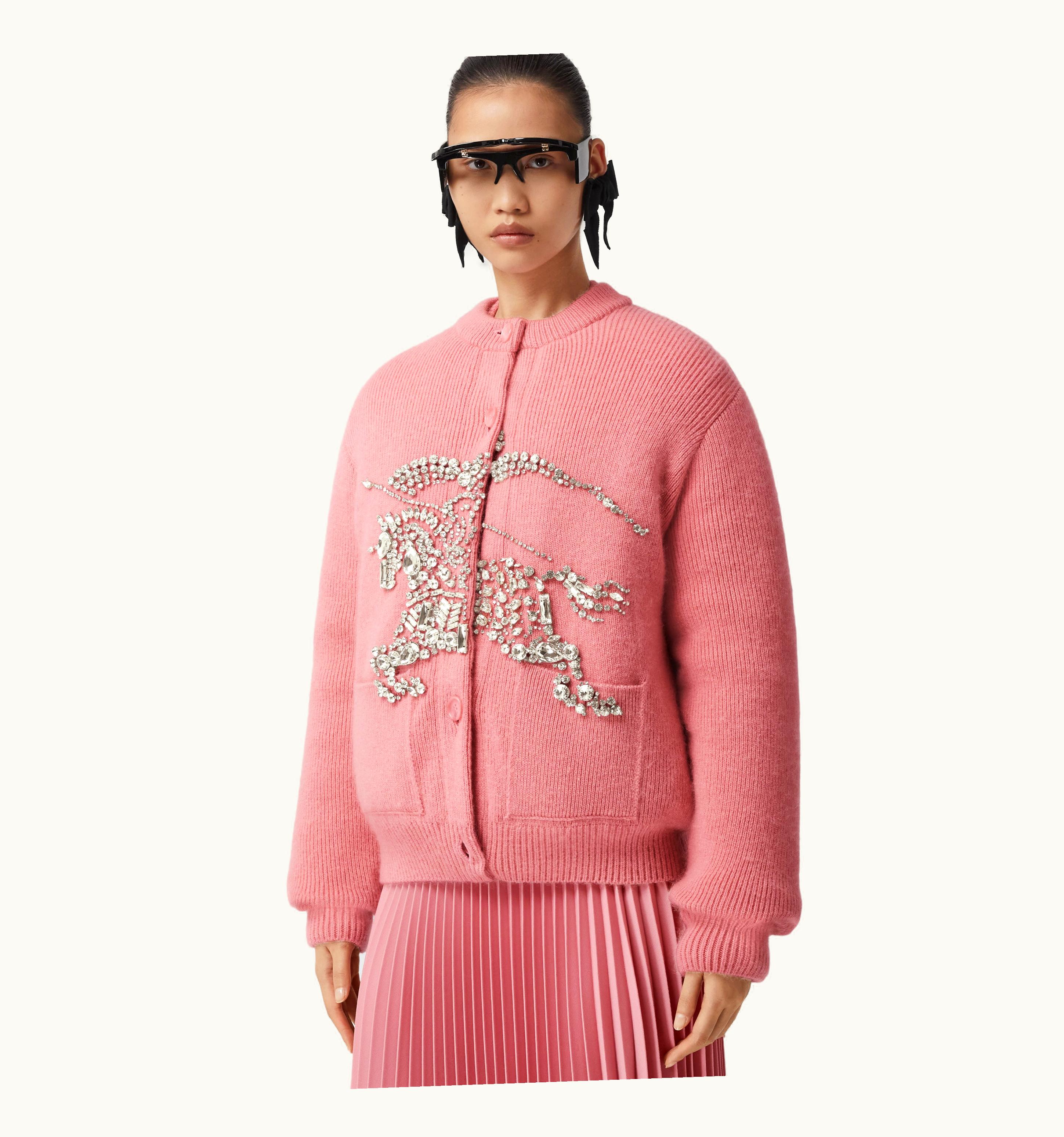 Burberry Burberry Crystal Ekd Wool Mohair Blend Cardigan In Rosy Pink - Women