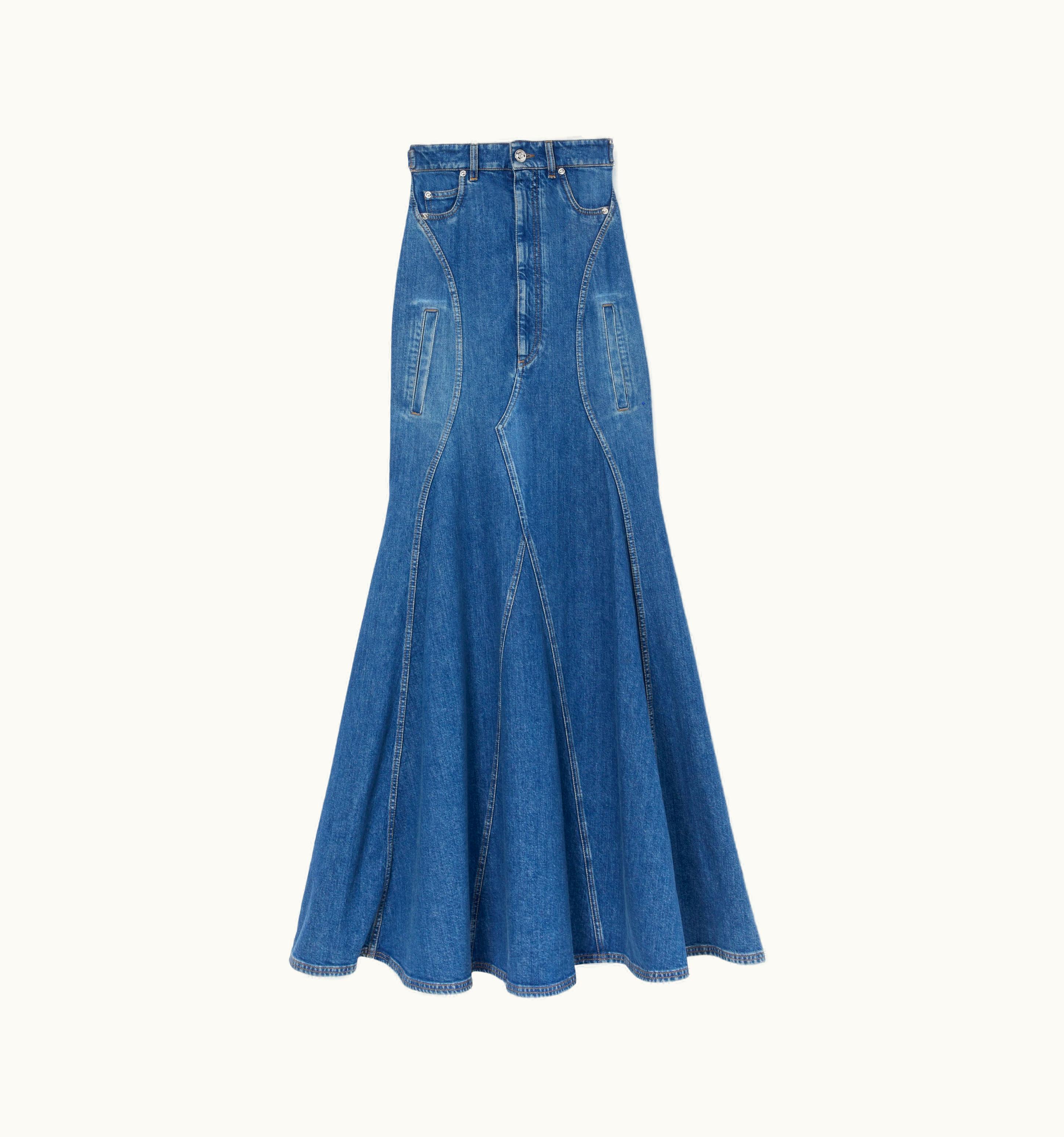 Burberry Burberry Denim Floor-Length Skirt In Deep Slate Blue - Women