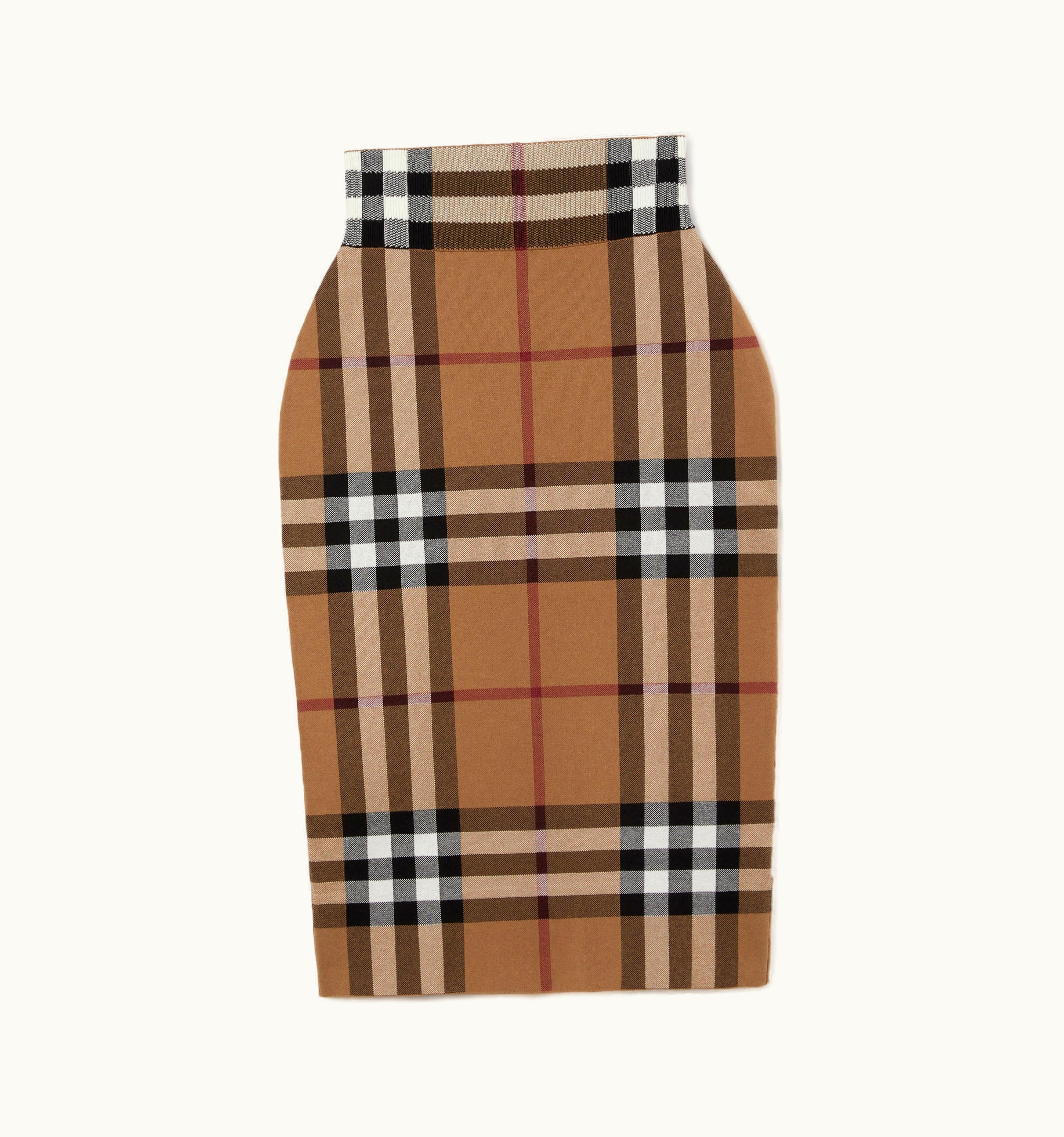 Burberry Burberry Check Cotton Silk Blend Jacquard Skirt In Birch Brown
