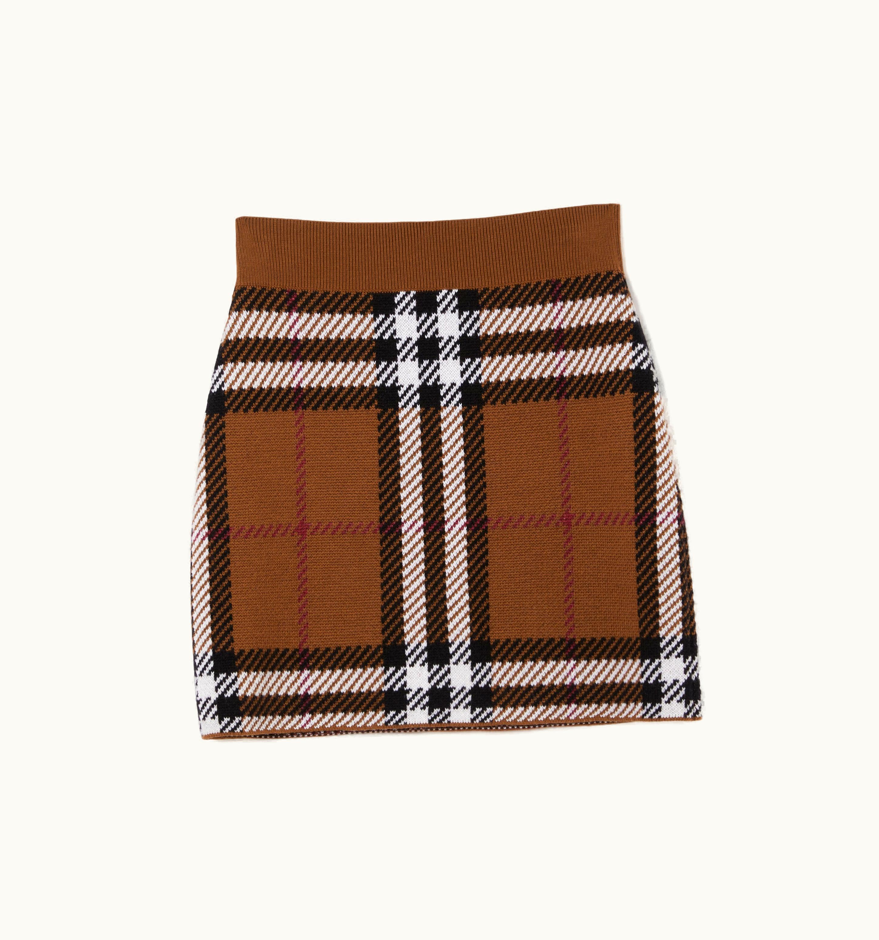 Burberry Burberry Check Wool Jacquard Mini Skirt In Dark Birch Brown - Women UZ0140007