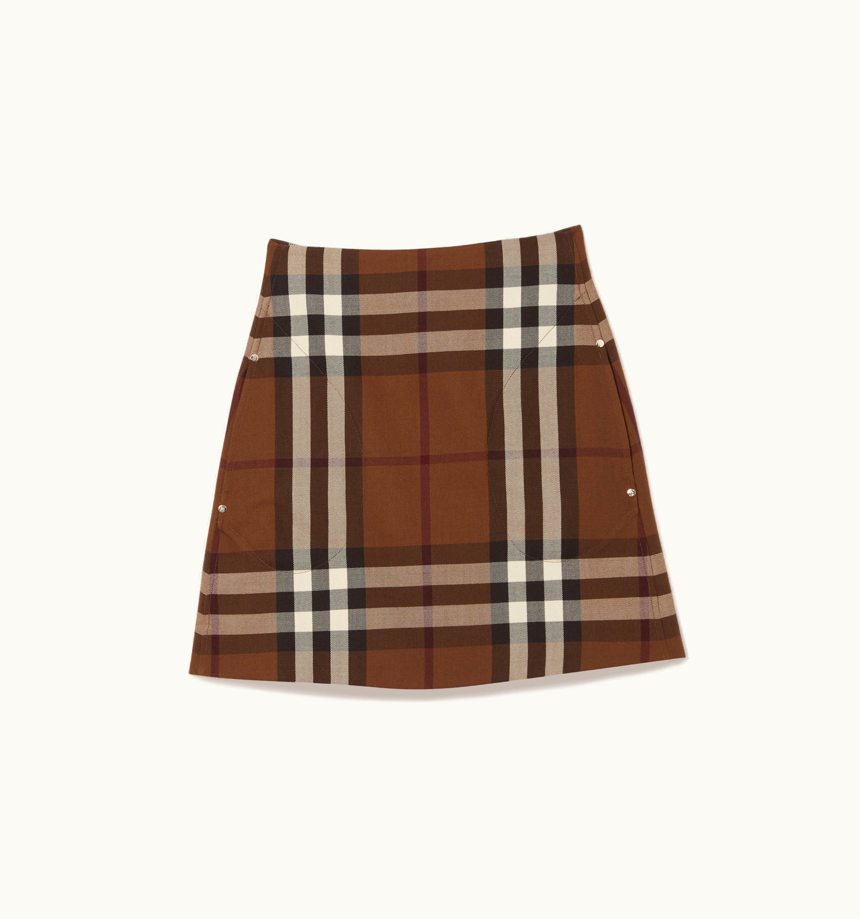 Burberry Burberry Check Wool Cotton Jacquard Mini Skirt In Dark Birch Brown - Women