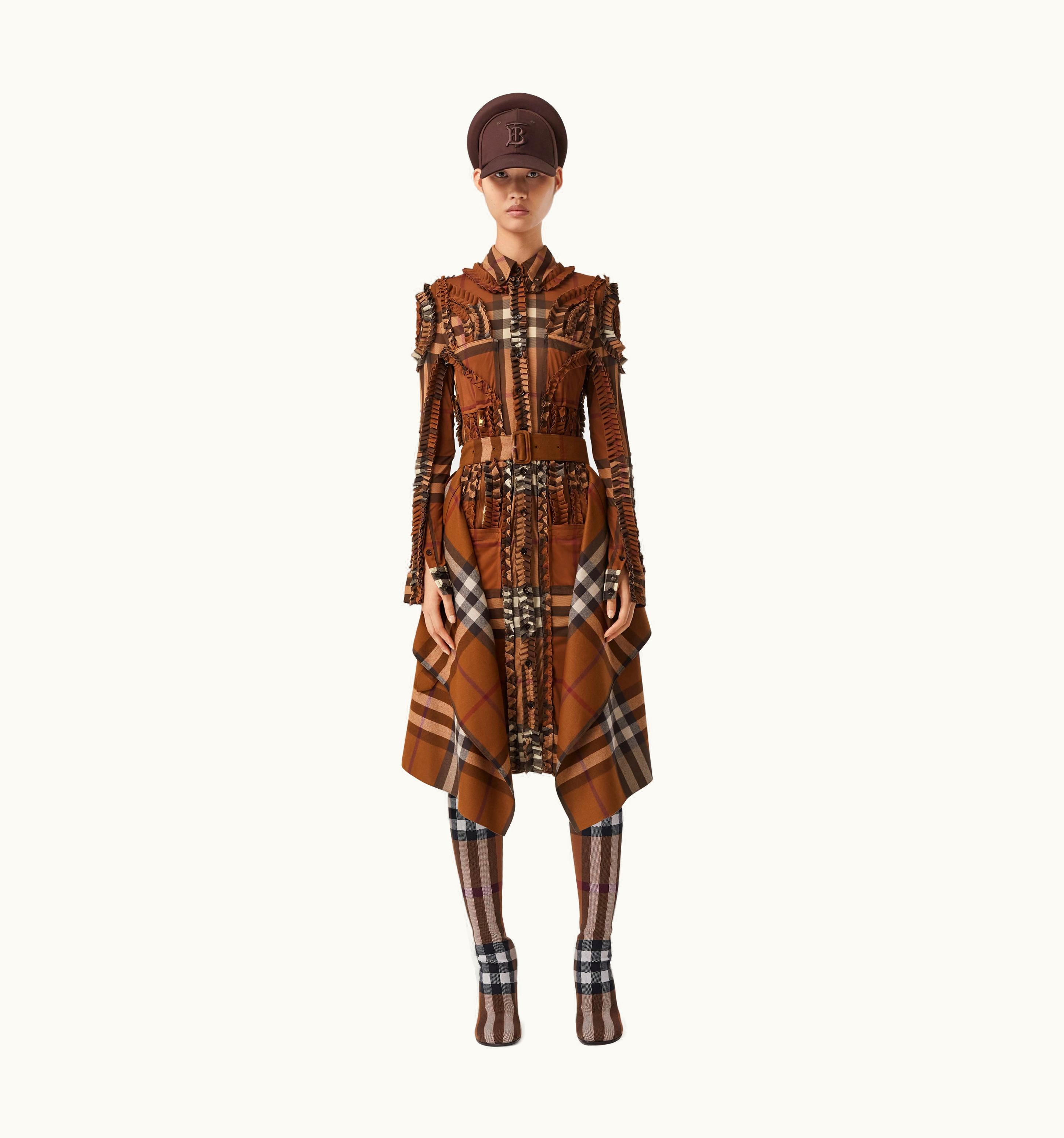 Burberry Burberry Check Wool Kilt In Dark Birch Brown - Women