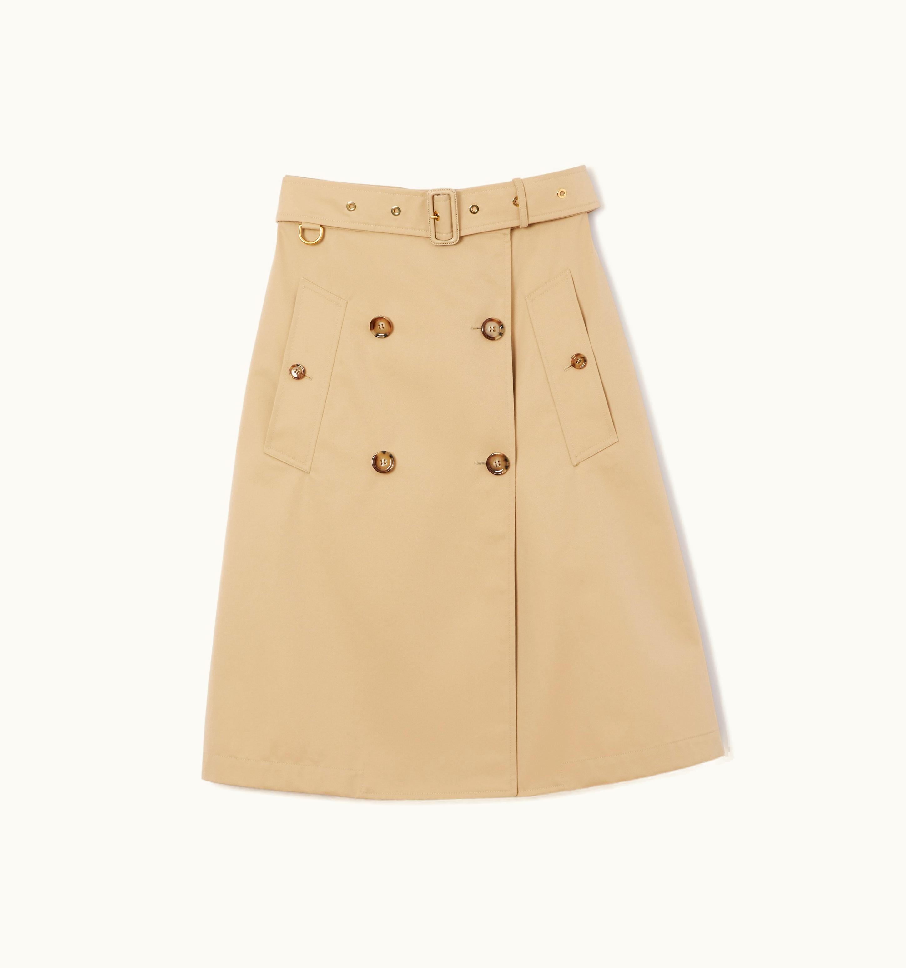 Burberry Burberry Cotton Gabardine Trench Skirt In Honey - Women