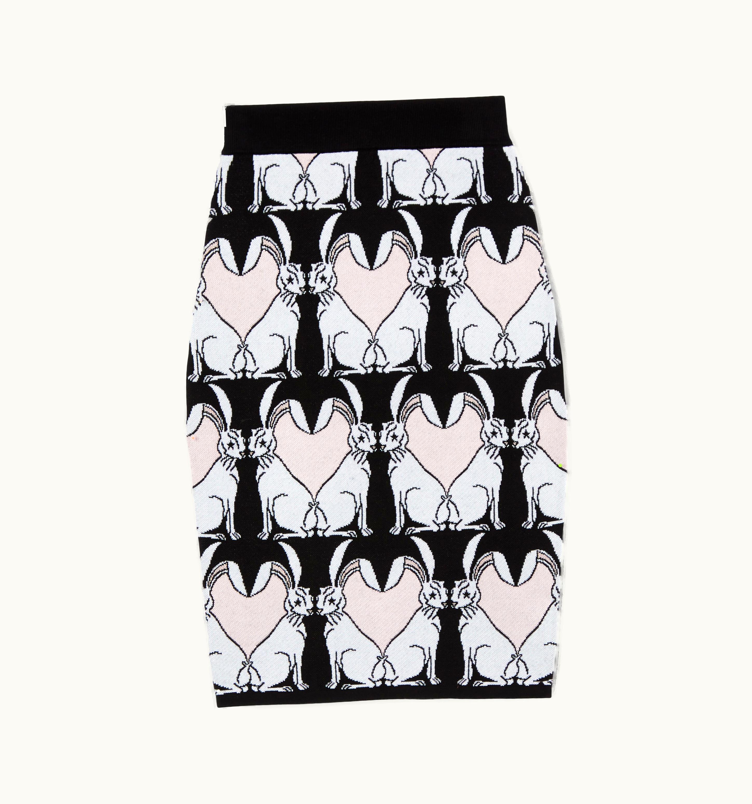 Burberry Burberry Rabbit Viscose And Wool Blend Jacquard Pencil Skirt In Black - Women