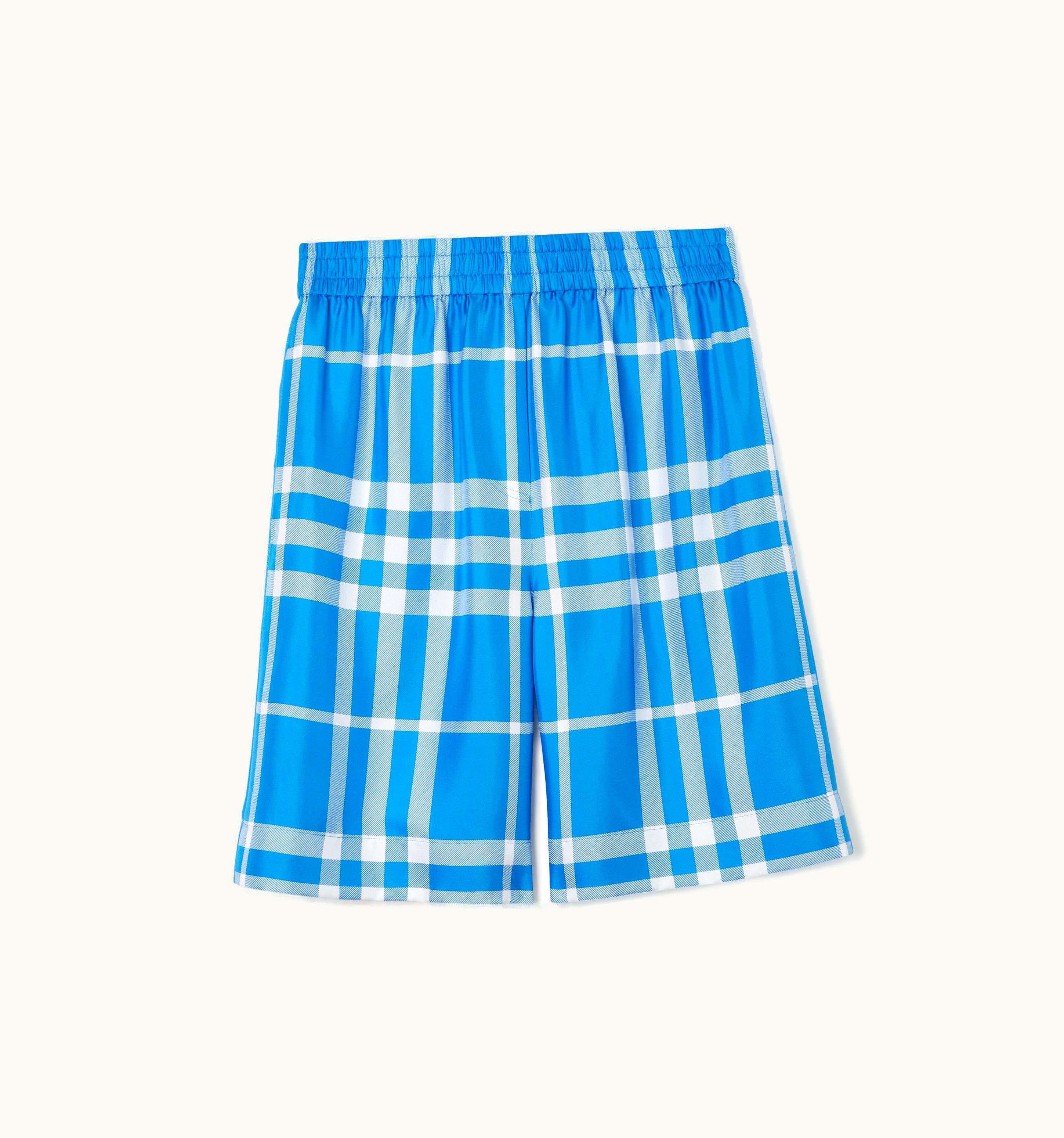 Burberry Burberry Check Print Silk Shorts In VIvid Blue - Women UZ0140024