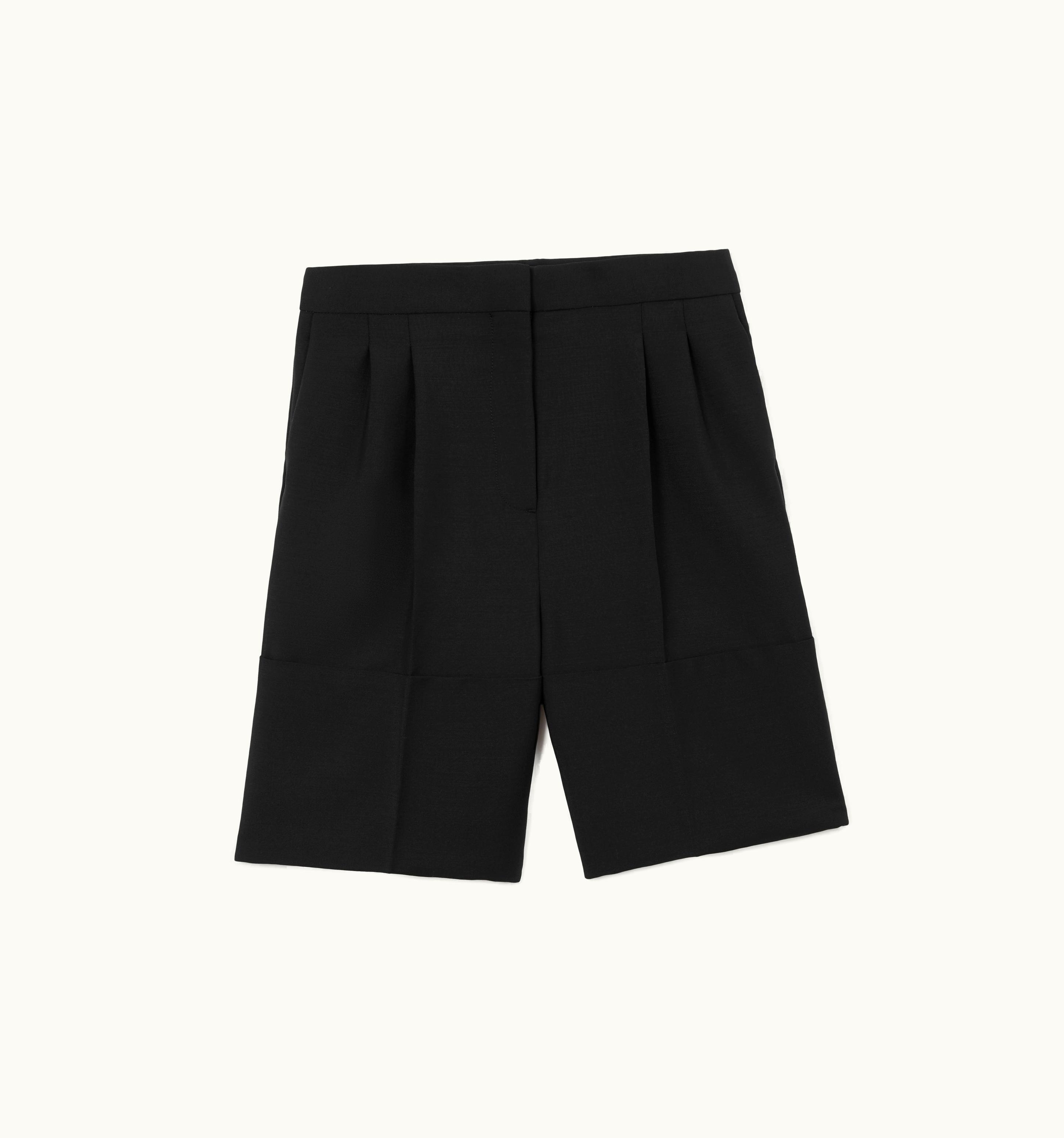 Burberry Burberry Cuff Detail Mohair Wool Tailored Shorts In Black - Women