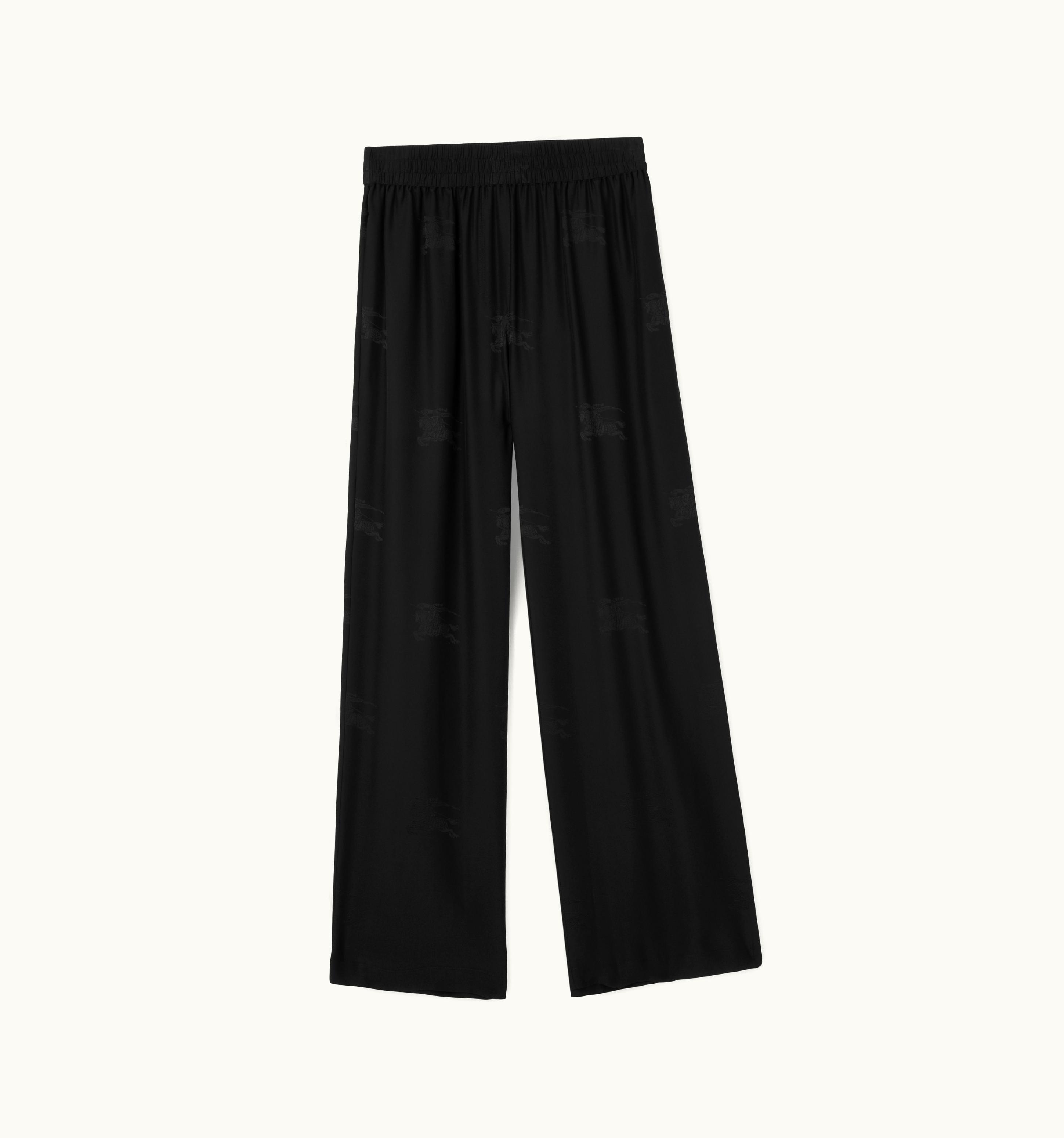 Burberry Burberry Ekd Silk Jacquard Wide-Leg Trousers In Black - Women