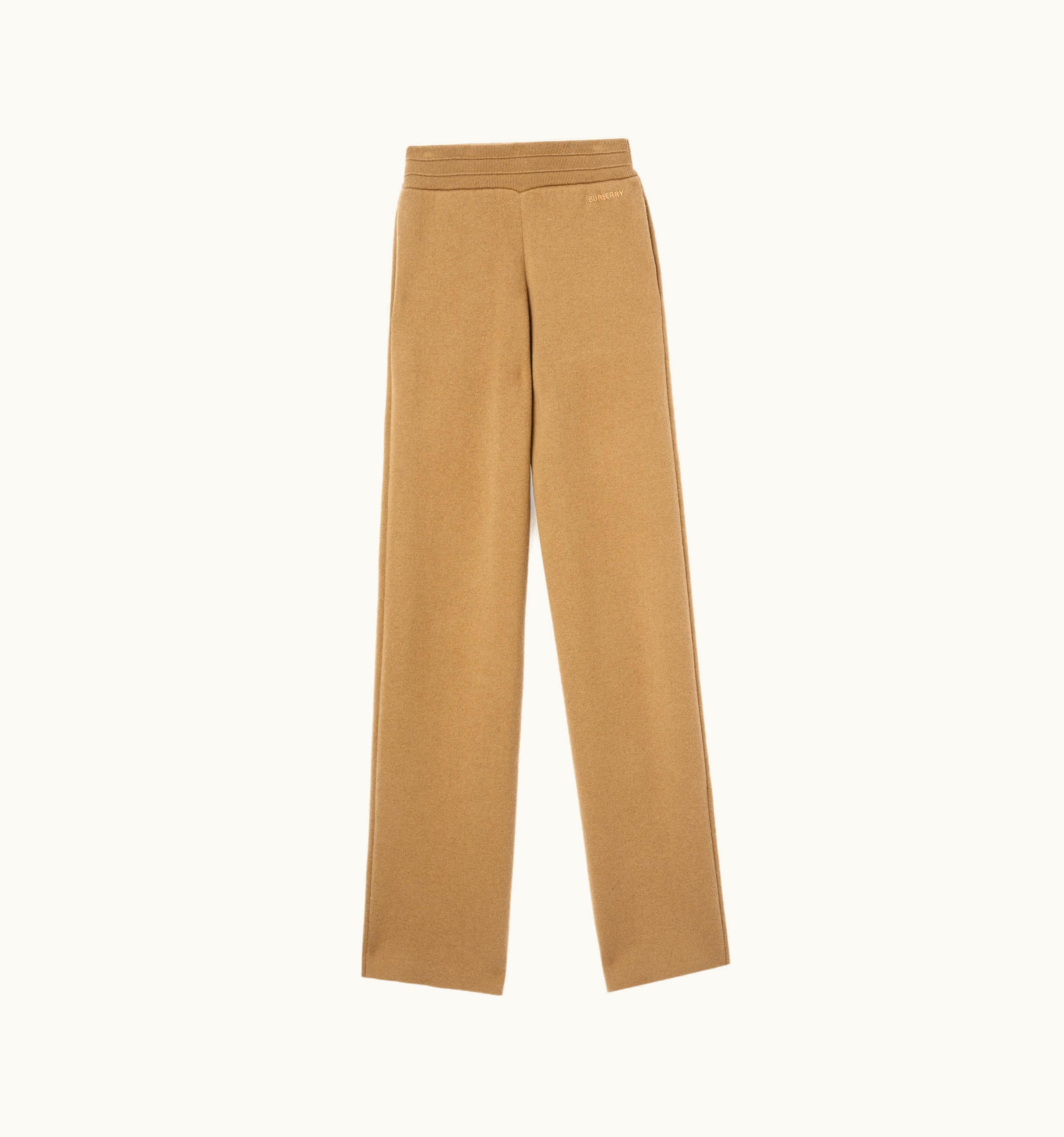Burberry Burberry Embroidered Logo Cashmere Blend Jogging Pants In Camel - Women UZ0140036