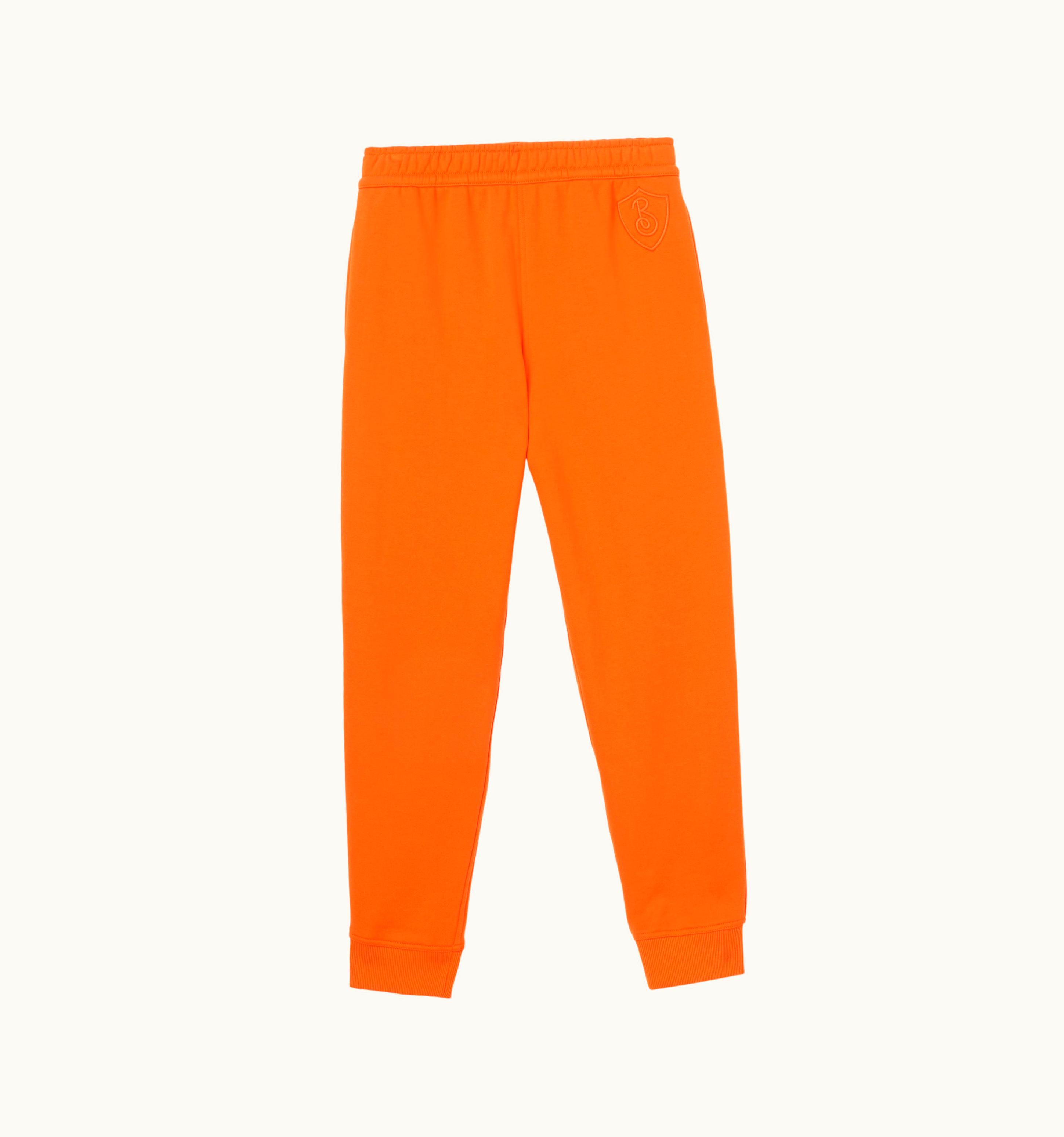 Burberry Burberry Embroidered Letter Motif Cotton Jogging Pants In Bright Orange - Women