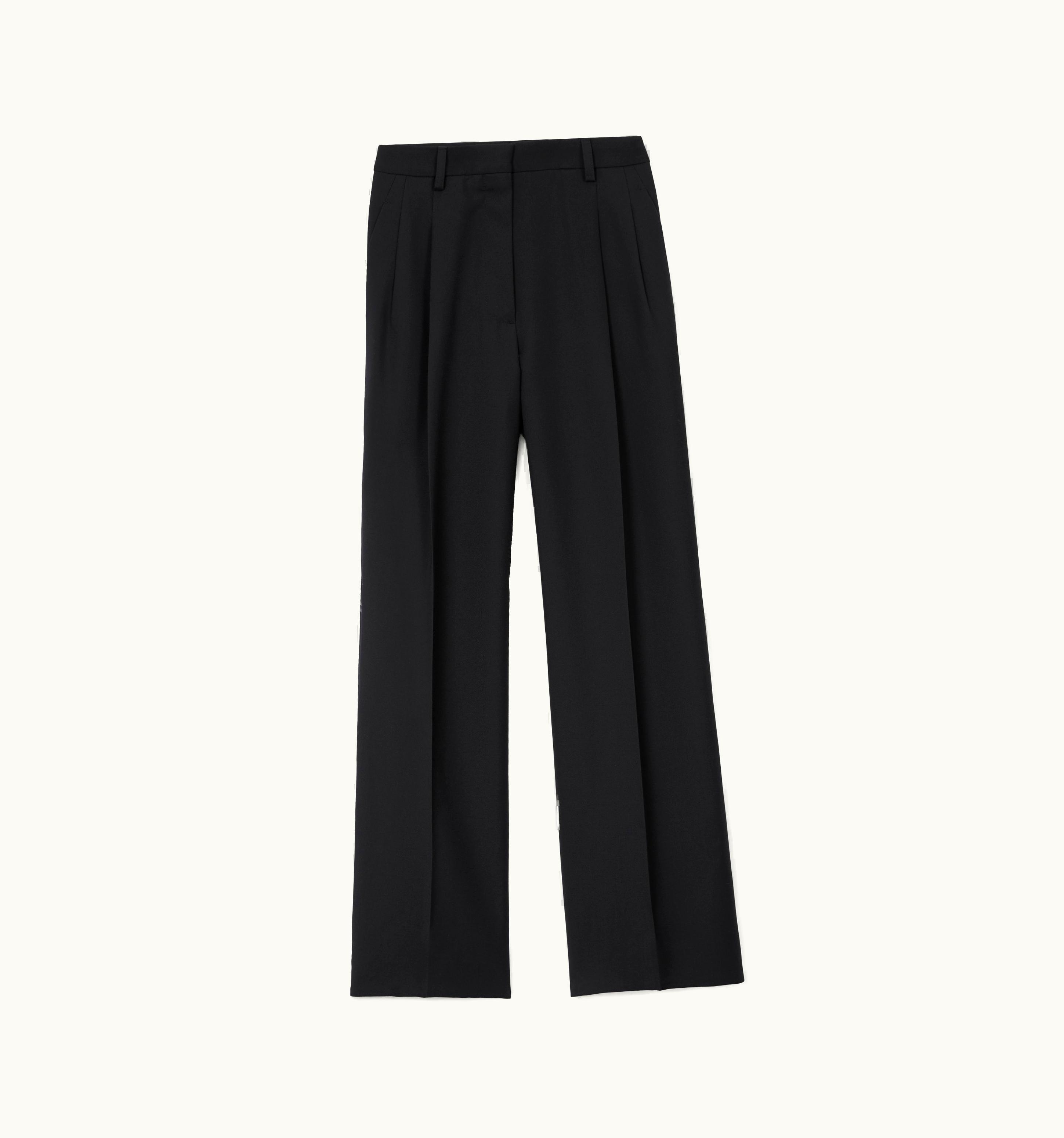 Burberry Burberry Pleated Wool Wide-Leg Trousers In Black - Women