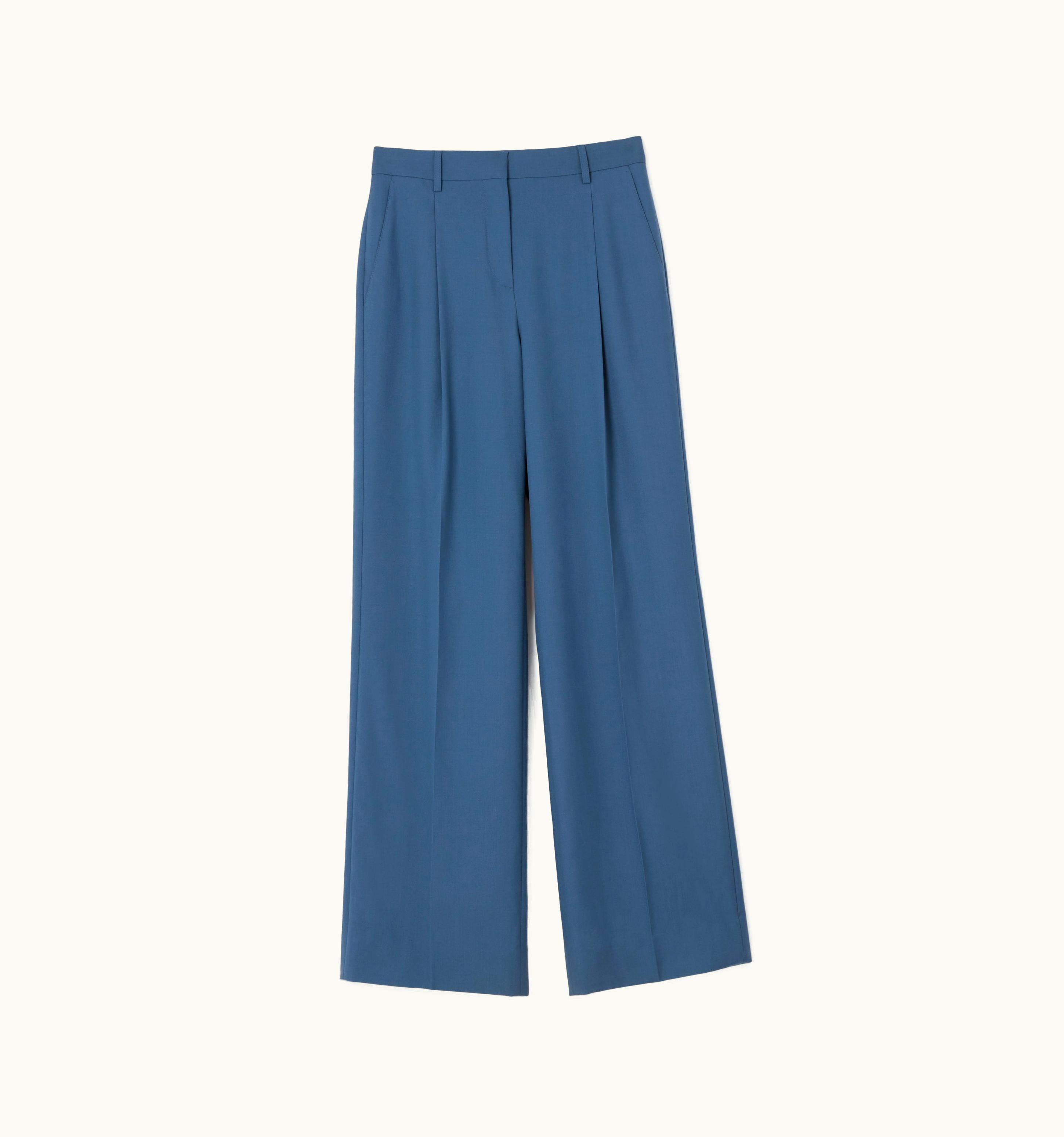 Burberry Burberry Wool Wide-Leg Trousers In Muted Navy - Women UZ0140052