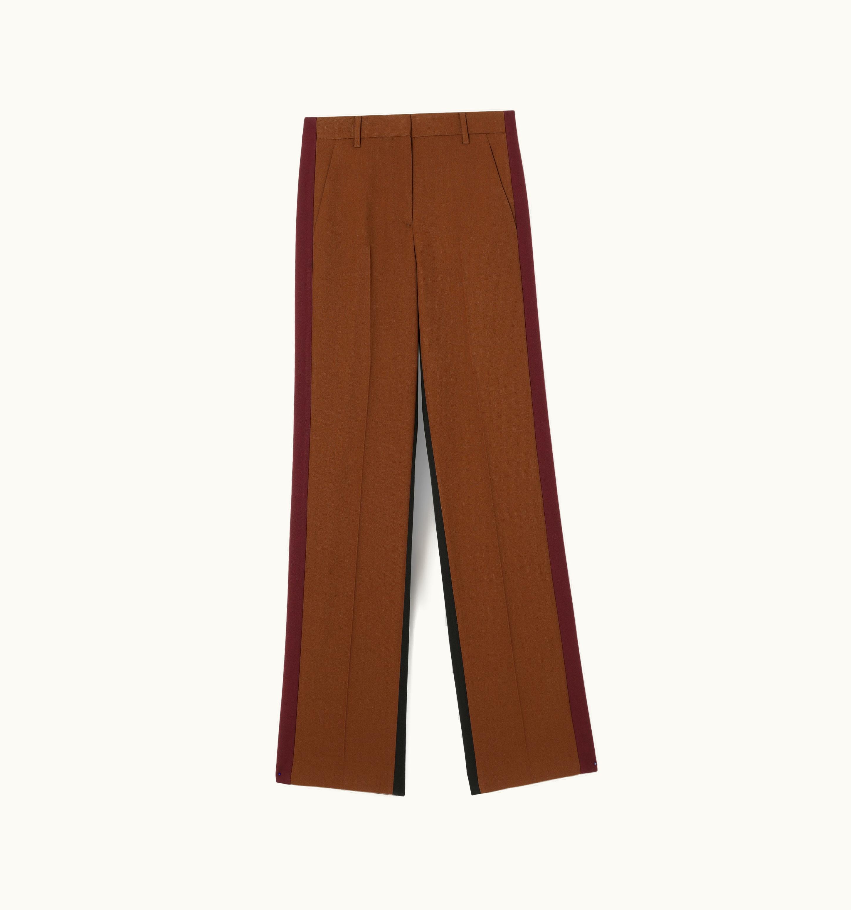 Burberry Burberry Colour Block Wool Blend Tailored Trousers In Dark Birch Brown - Women