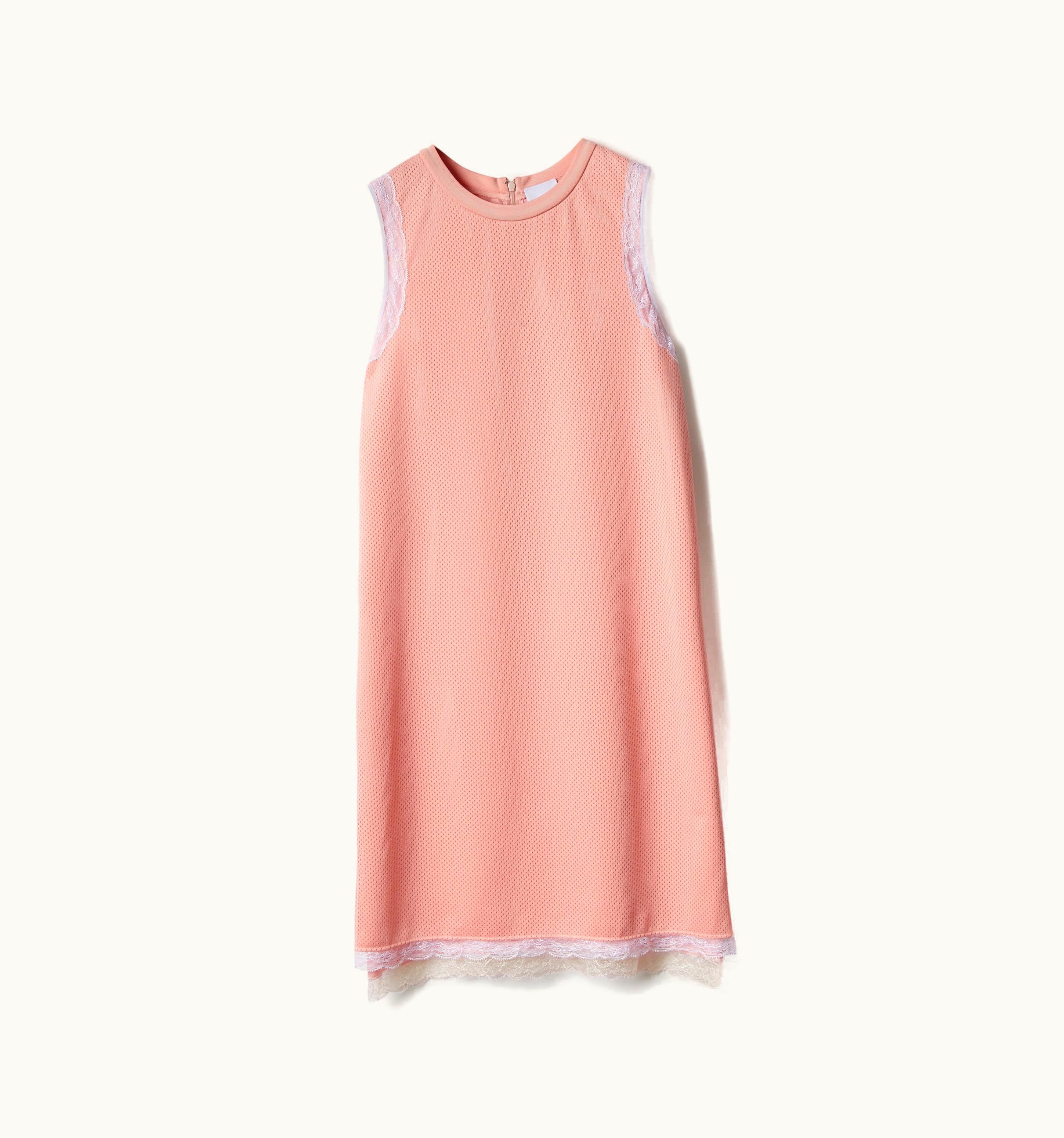 Burberry Burberry Sleeveless Lace Trim Mesh Dress In Sorbet Pink - Women UZ0140059