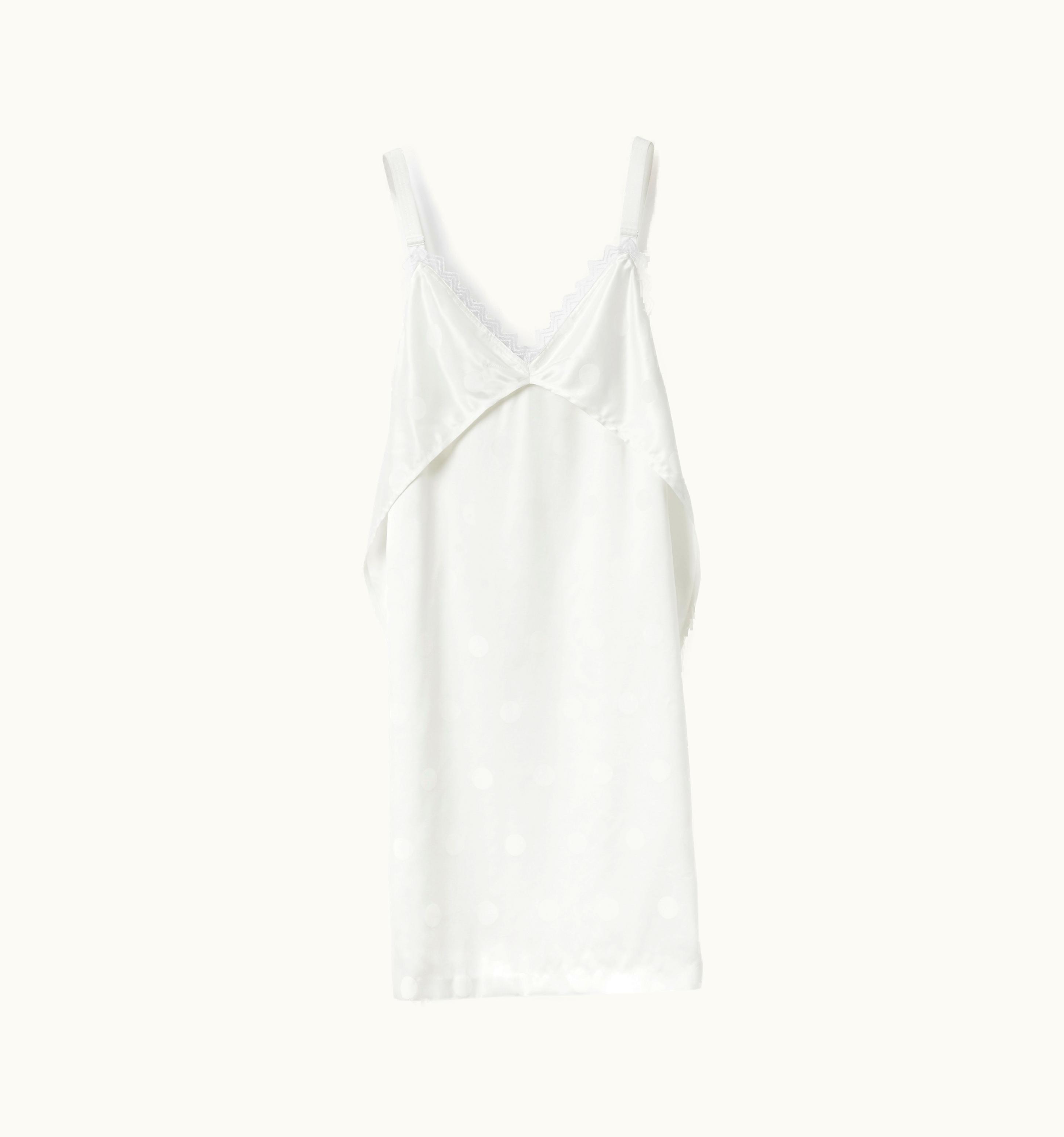 Burberry Burberry Lace Trim Polka Dot Satin Slip Dress In Optic White - Women