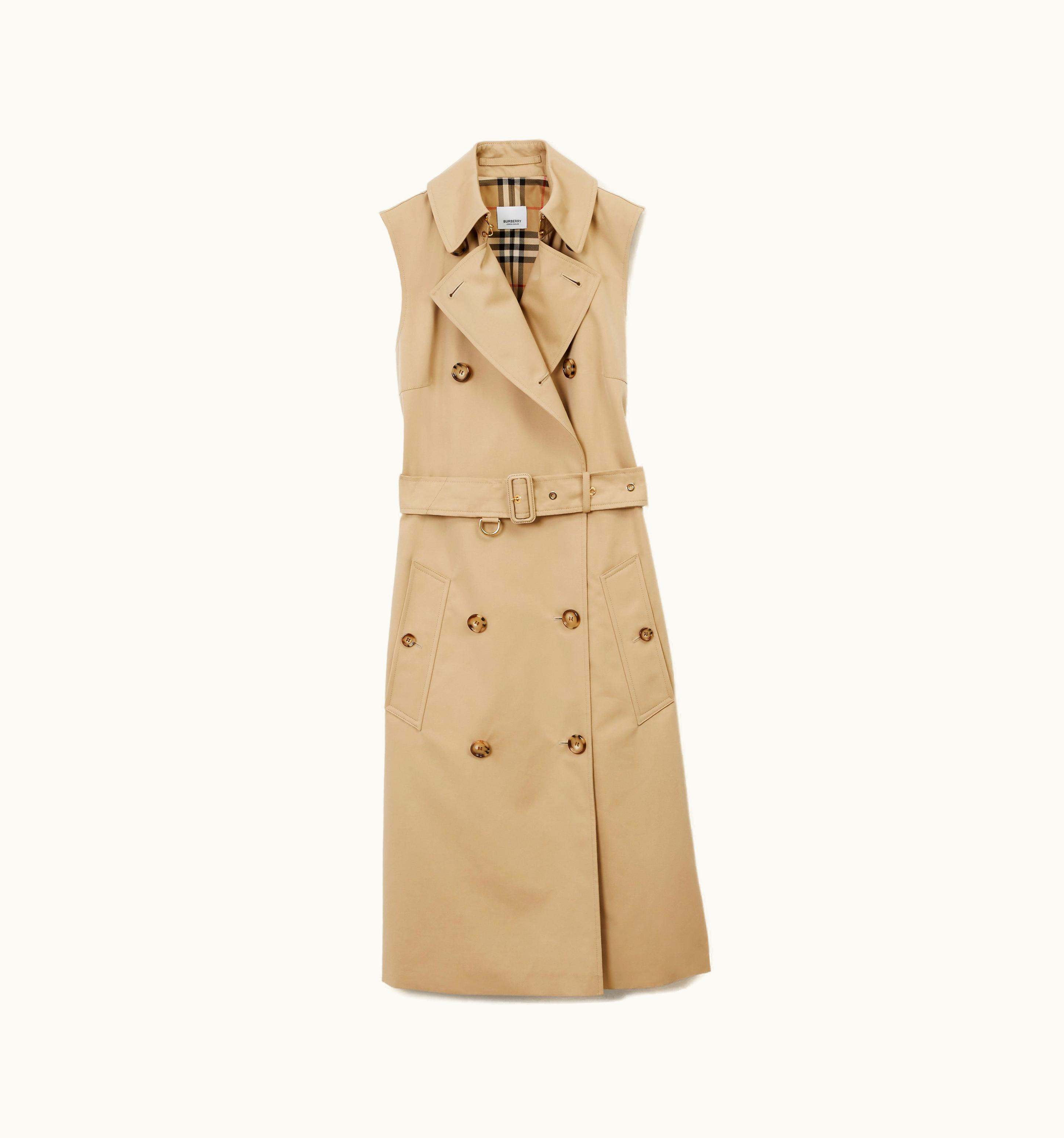 Burberry Burberry Sleeveless Cotton Gabardine Trench Dress In Honey - Women