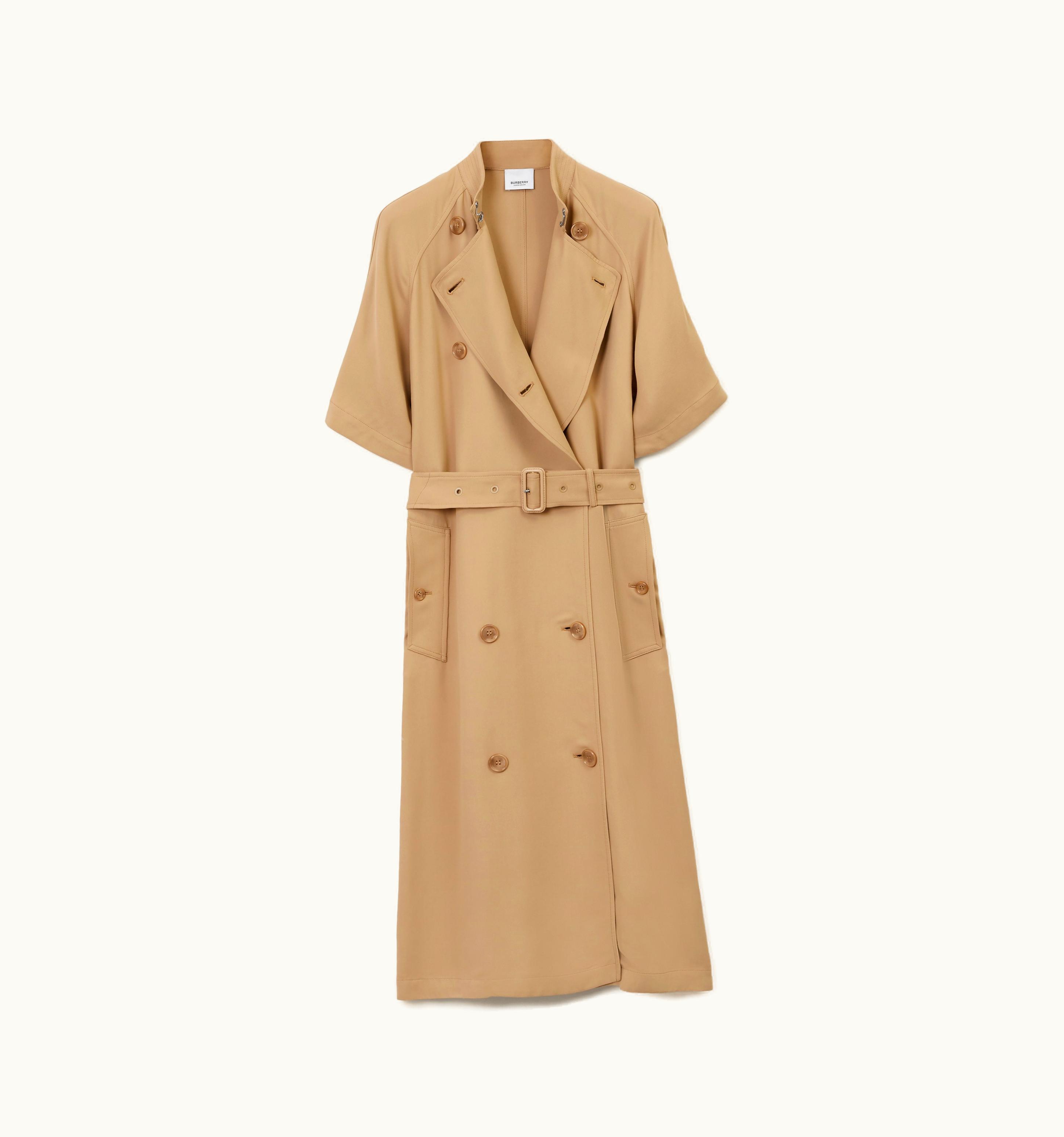 Burberry Burberry Short-Sleeve Viscose Cady Trench Dress In Soft Fawn - Women