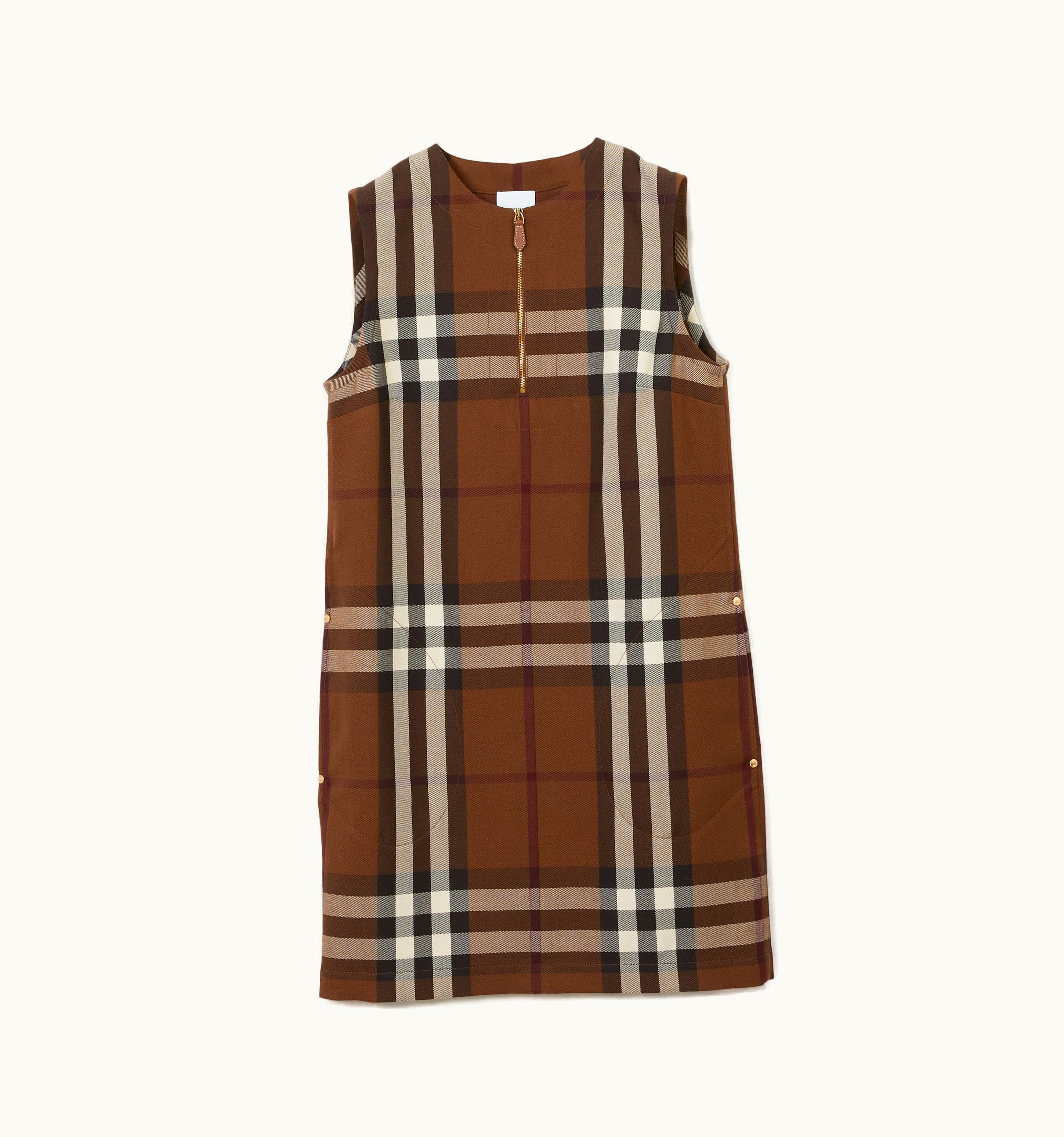 Burberry Burberry Sleeveless Check Wool Cotton Jacquard Dress In Dark Birch Brown - Women UZ0140081