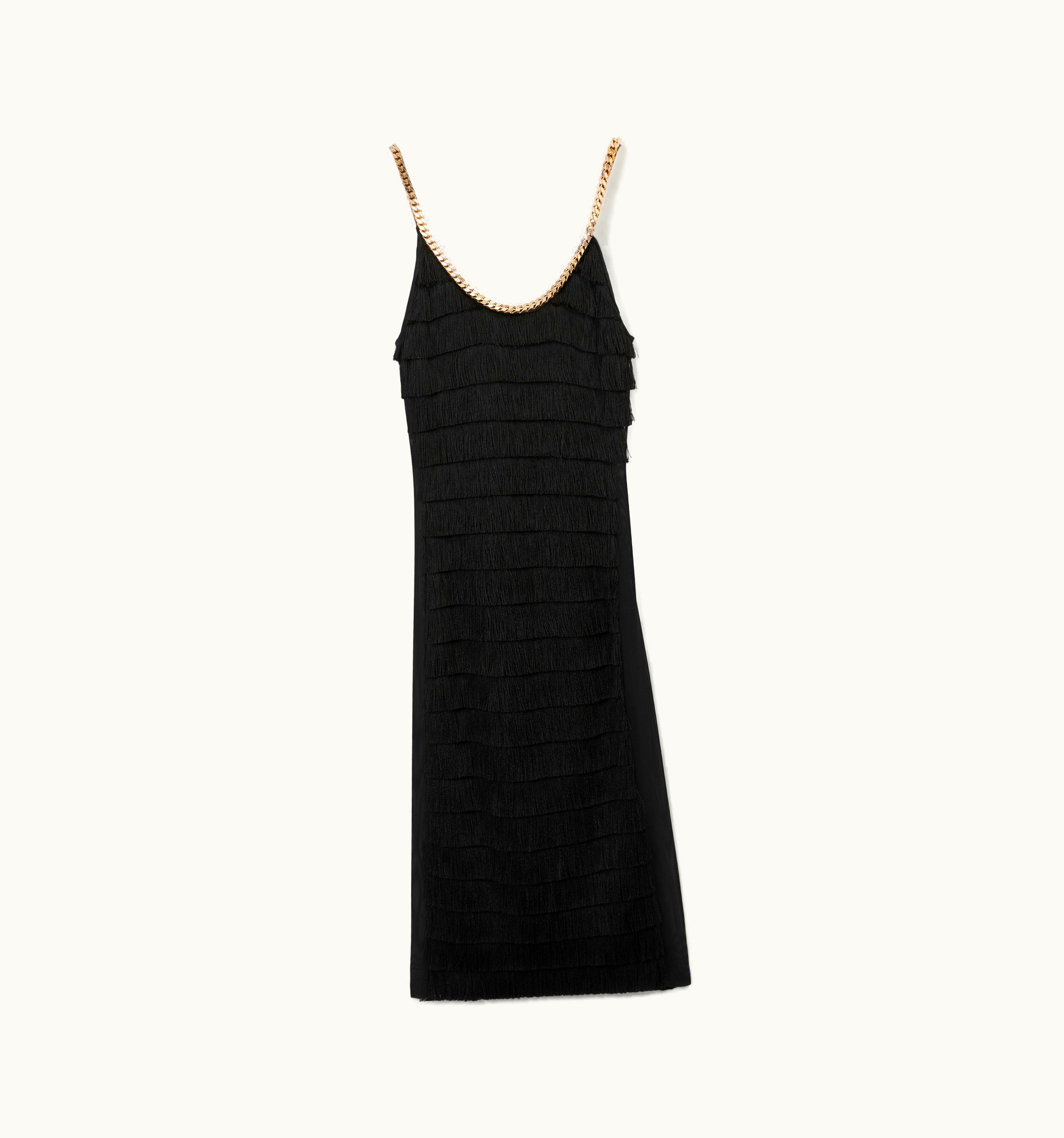 Burberry Burberry Chain Trim Fringed Sleeveless Dress In Black - Women