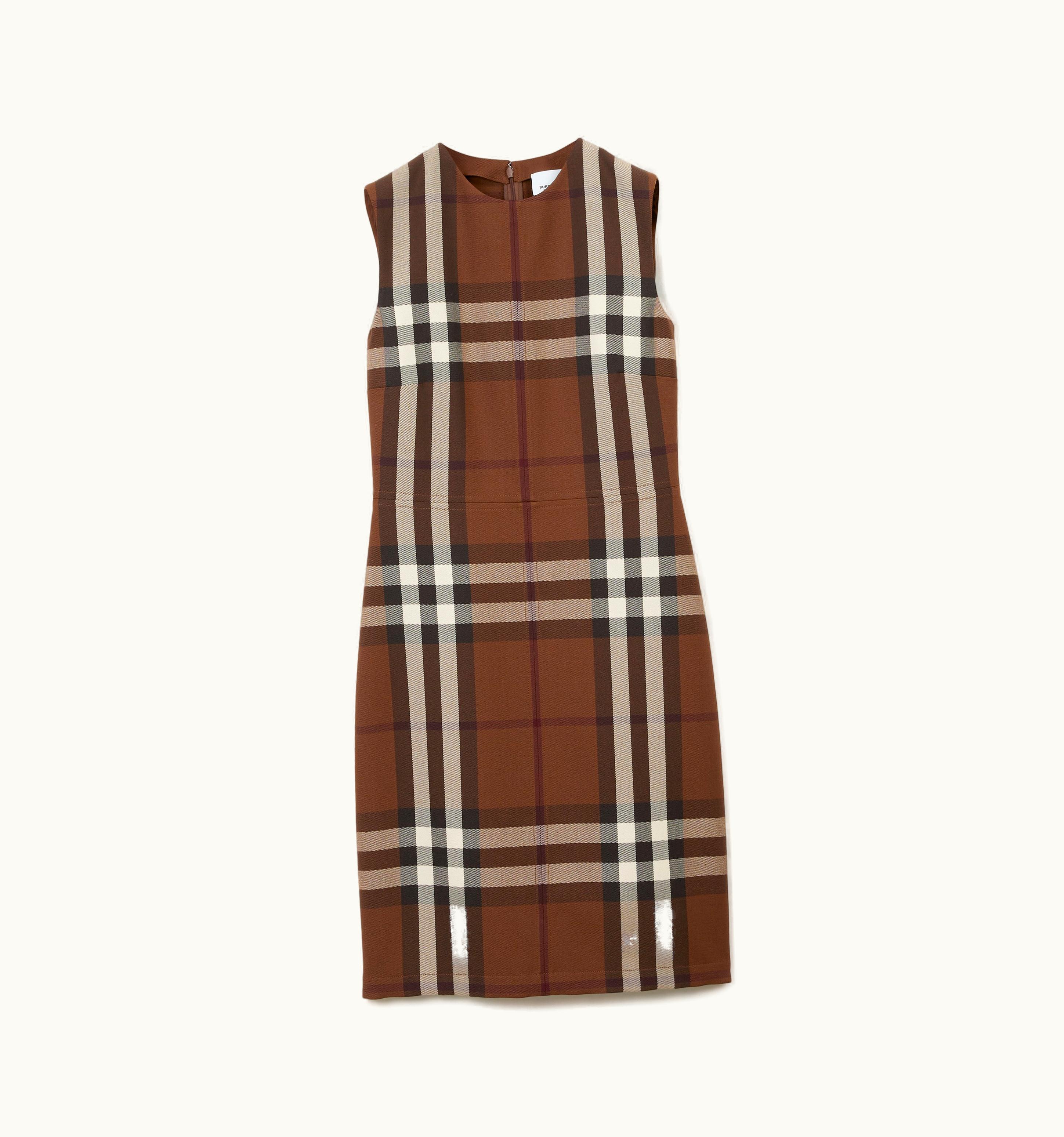 Burberry Burberry Sleeveless Check Wool Cotton Jacquard Dress In Dark Birch Brown - Women UZ0140083