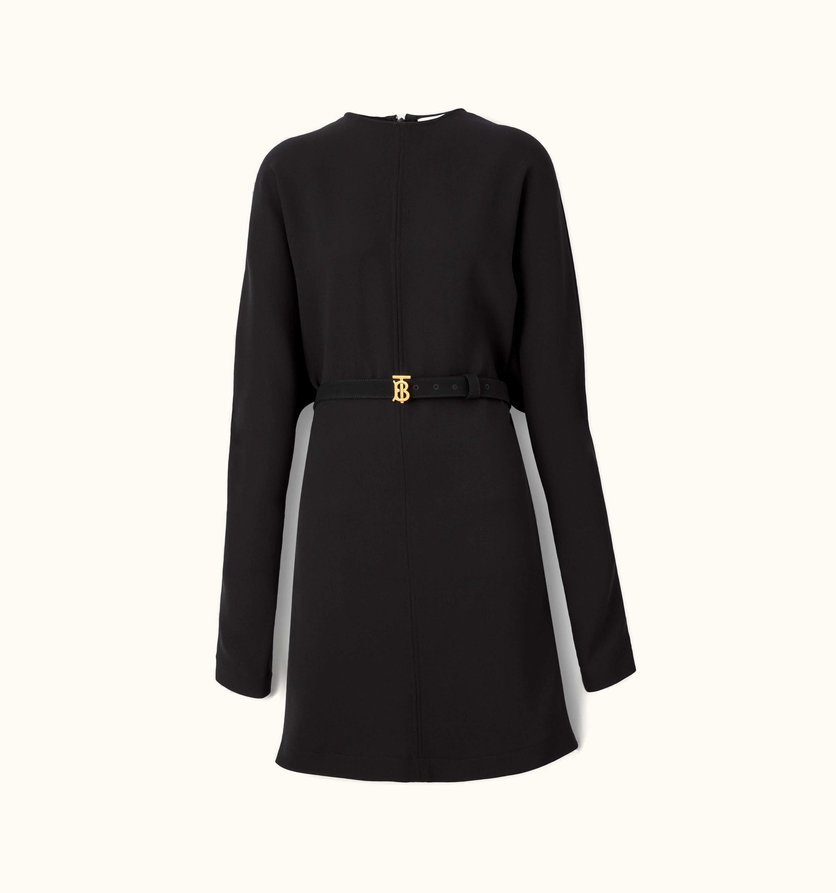 Burberry Burberry Long-Sleeve Monogram Motif Silk Cady Dress In Black - Women