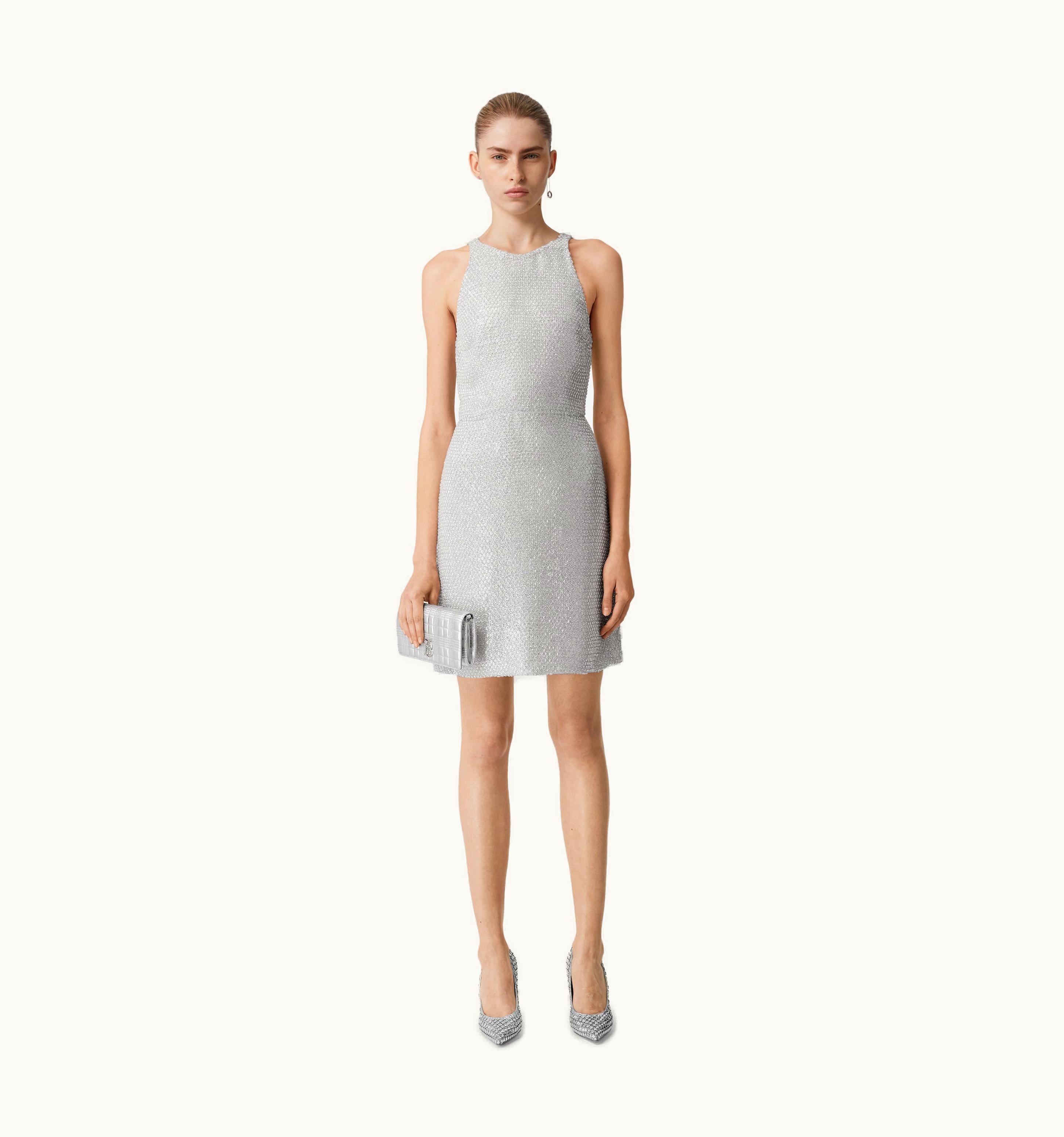 Burberry Burberry Sequinned Lamé Mini Dress In Silver - Women