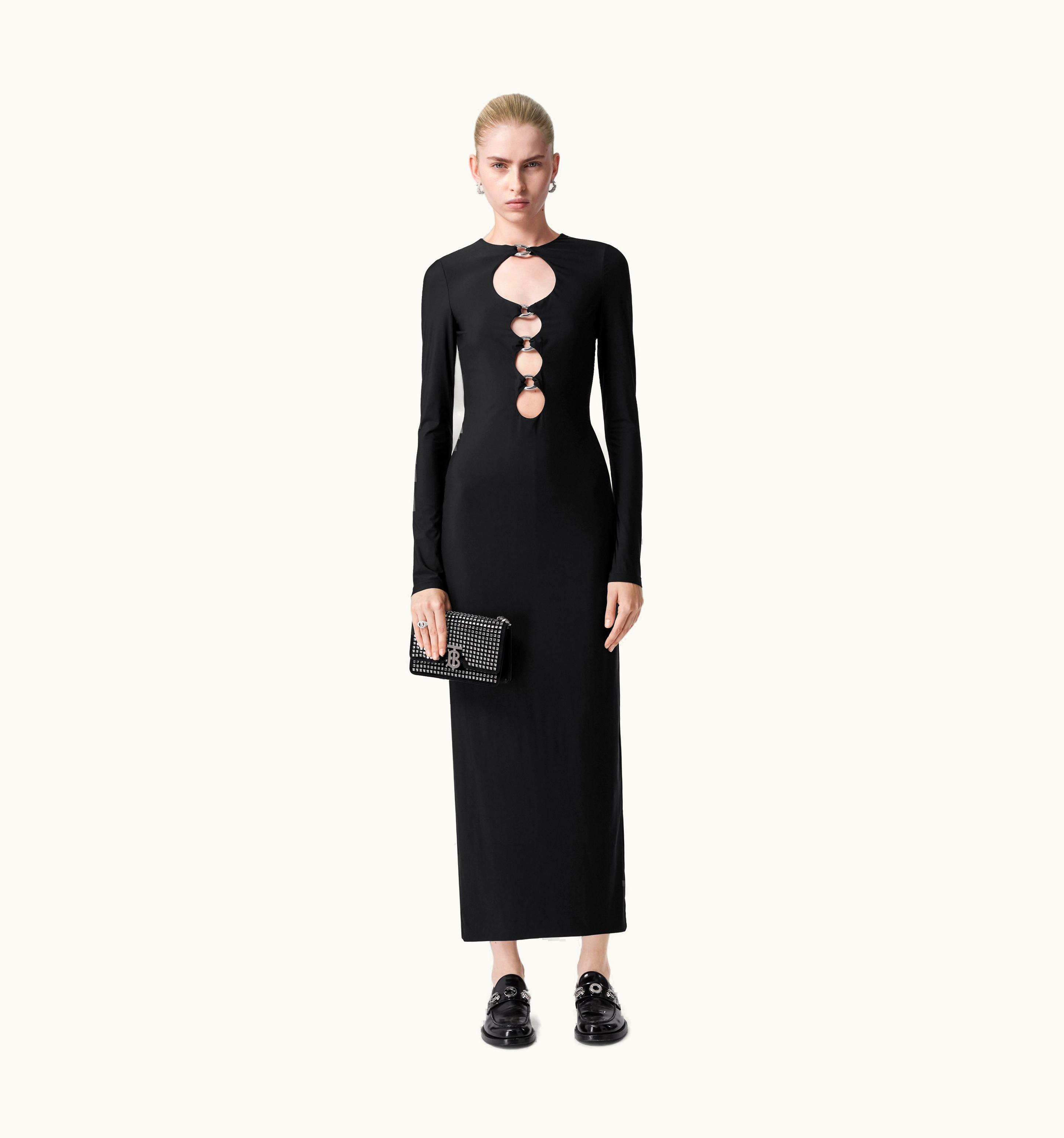 Burberry Burberry Chain-Link Detail Cut-Out Stretch Jersey Dress In Black - Women