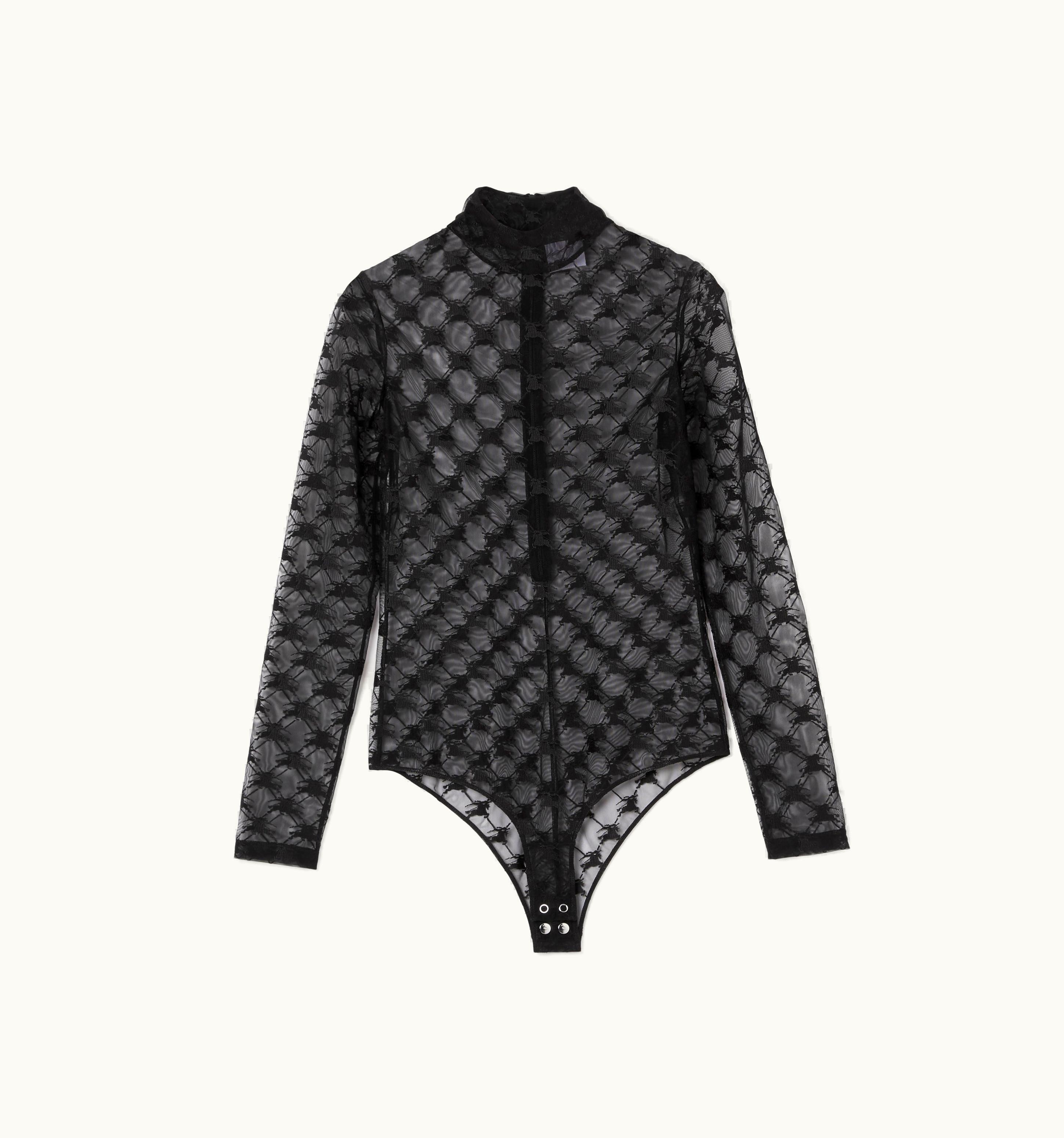 Burberry Burberry Ekd Stretch Tulle Turtleneck Bodysuit In Black - Women UZ0140106