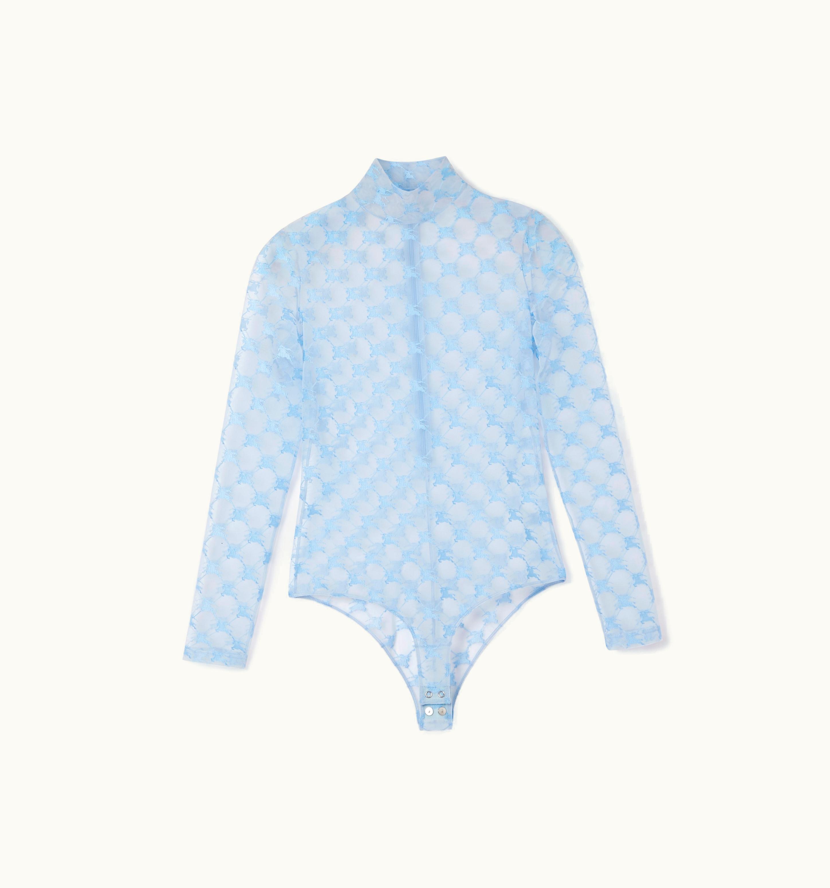 Burberry Burberry Ekd Stretch Tulle Turtleneck Bodysuit In Glacier Blue - Women UZ0140107