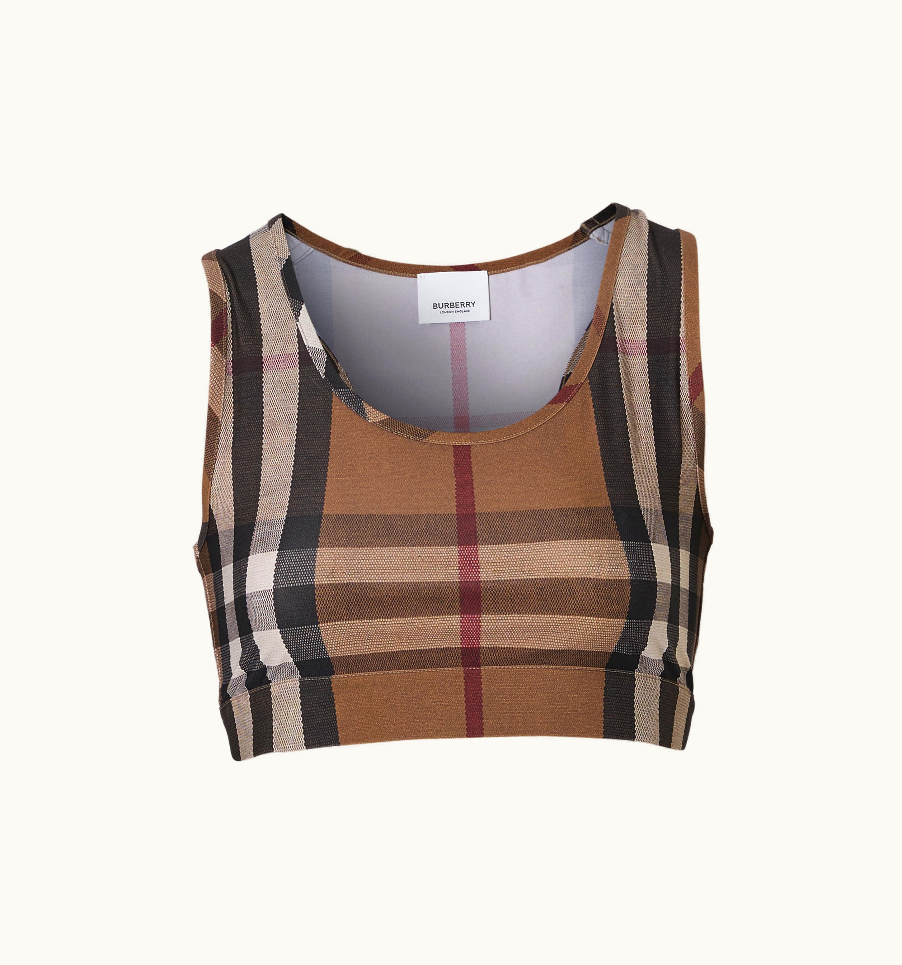 Burberry Burberry Check Stretch Jersey Cropped Top In Birch Brown - Women